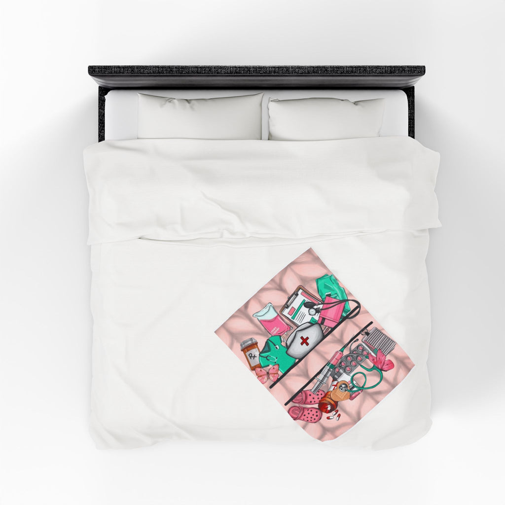 Nurse Essentials Velveteen Plush Blanket — Cute Medical Supplies Throw for Nurses & Caregivers