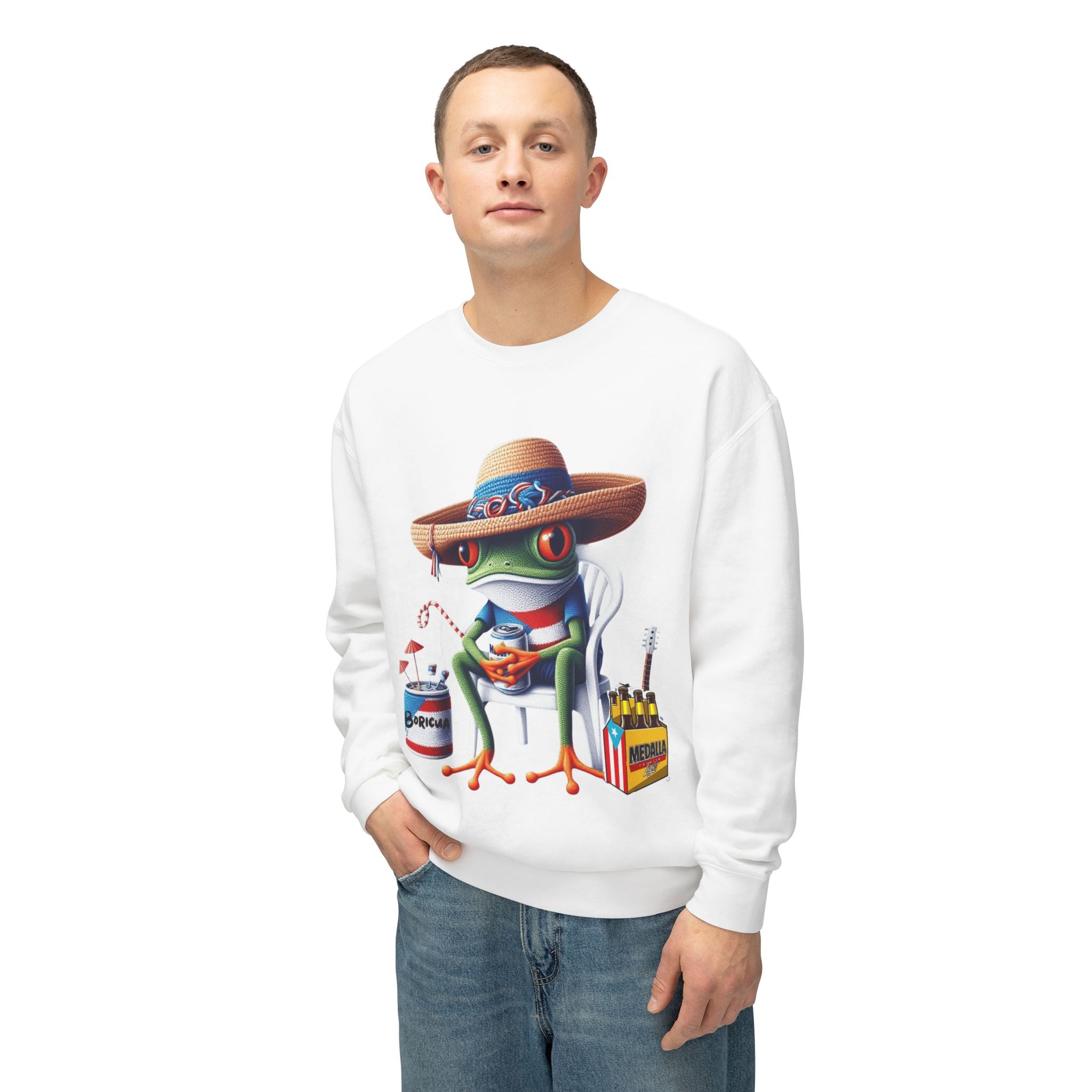 Coqui in Sombrero Crewneck Sweatshirt Puerto Rico’s Navidades