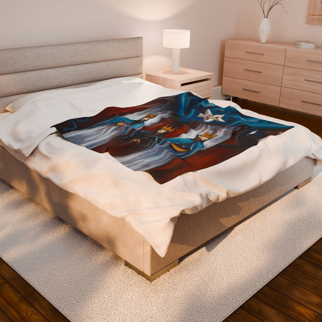 Three Kings Velveteen Plush Blanket — Nativity Magi Christmas Throw Navidad Boricua Christmas Blanket