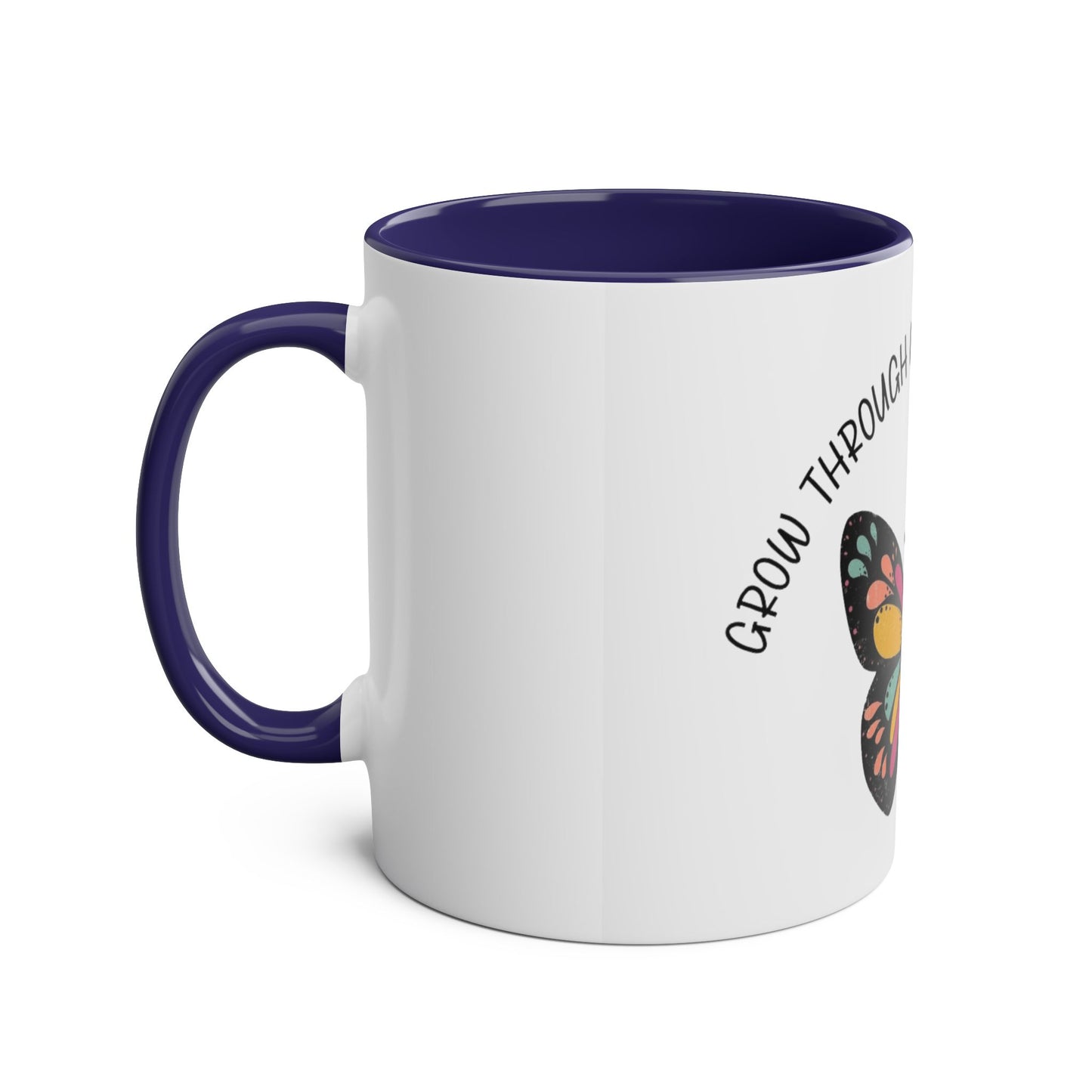 Start your day with meaning. Inspirational Two-Tone Mug for Growth Mindset, Butterfly Design, Coffee or Tea Lover Gift, Motivational Quote, Perfect for Self-Care