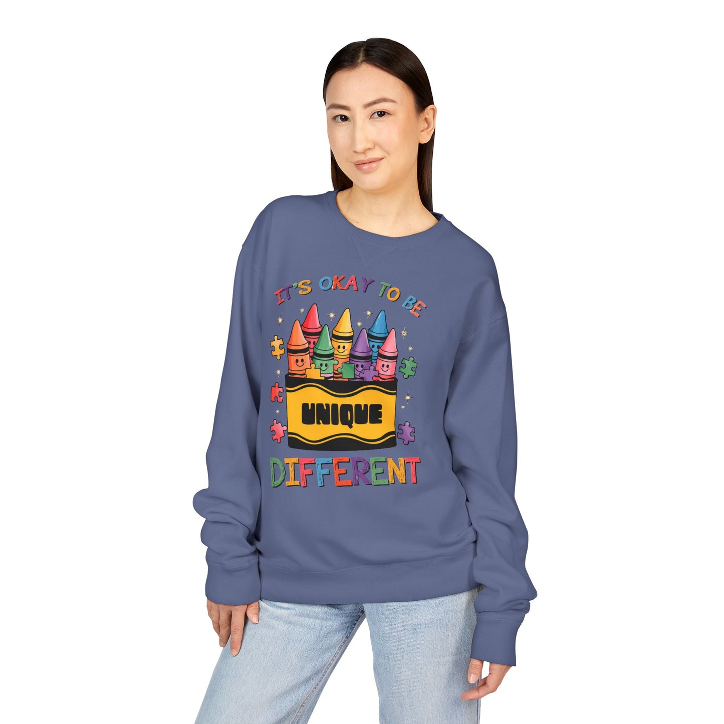 Autism Awareness & Pride Collection Unique & Different Crewneck Sweatshirt - Unisex ComfortWash®