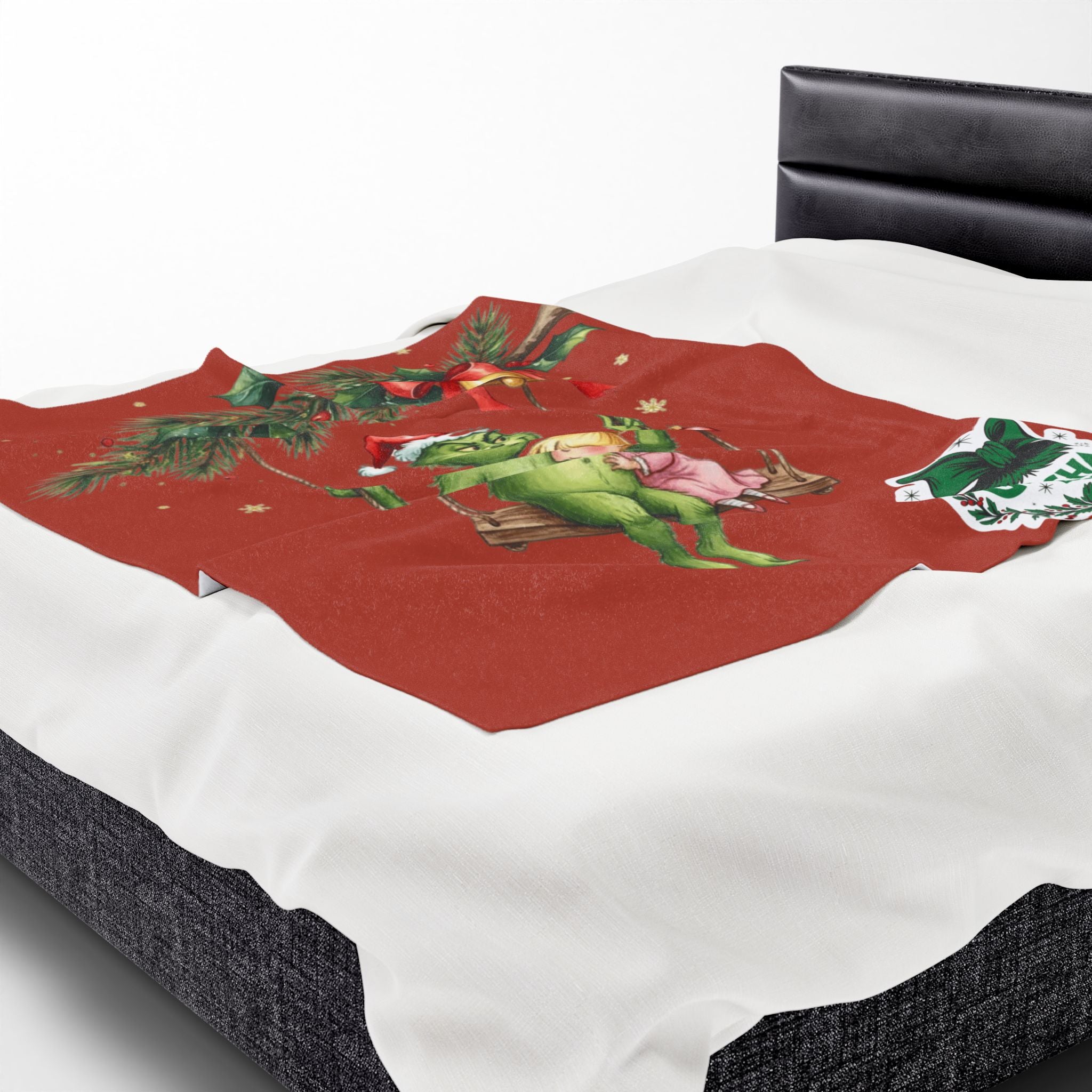 “Winter Wonderland Cartoon Fleece Blanket Grinchmas Velveteen Plush Blanket Holiday Grinch & Cindy Lou Cozy Throw