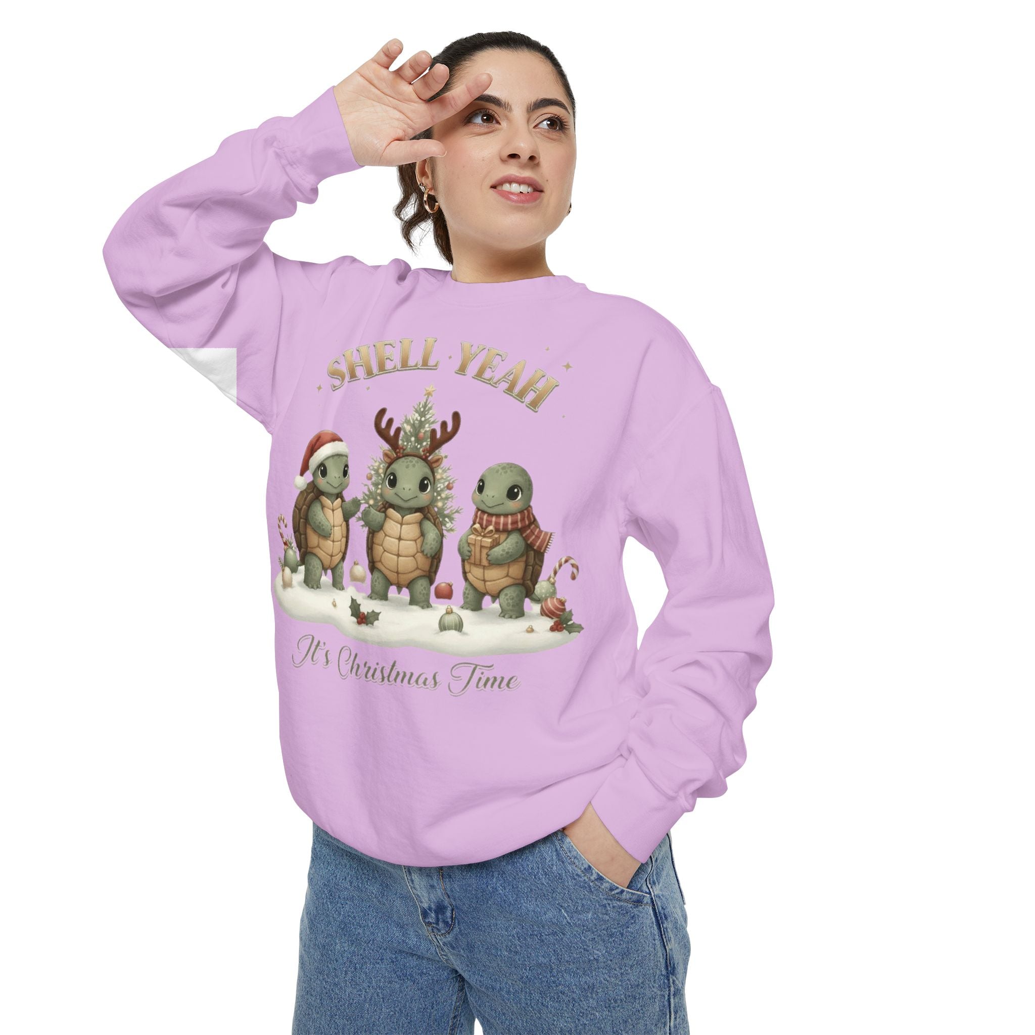 Christmas Turtle Sweatshirt  "Shell Yeah, It’s Christmas Time" Holiday Pullover