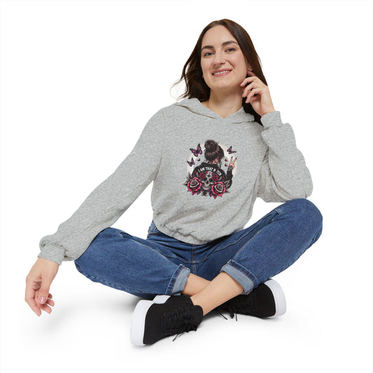 Too Cool to Be Cold” Funny SweaterStylish Women's Cinched Bottom Hoodie with Floral Design, Cozy Hoodie, Casual Fashion, Gift for Her, Everyday Wear