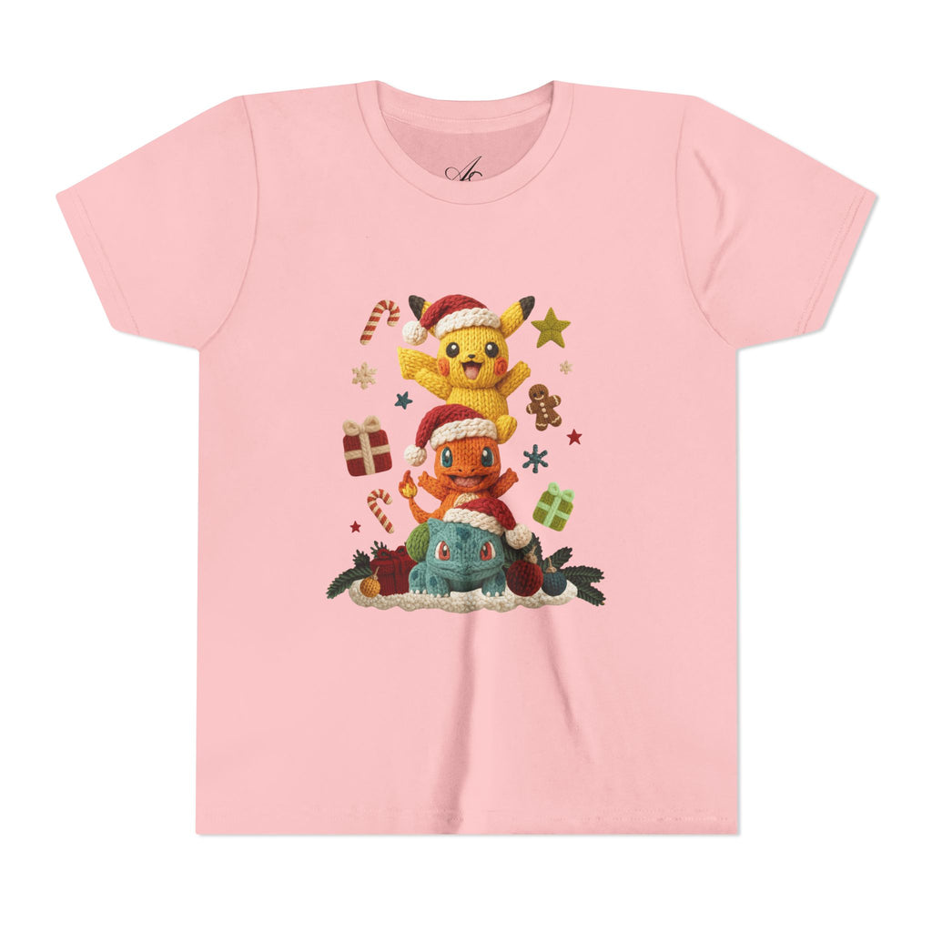 Kids Holiday Tee  Cute Stacked cartoon Characters Christmas Design