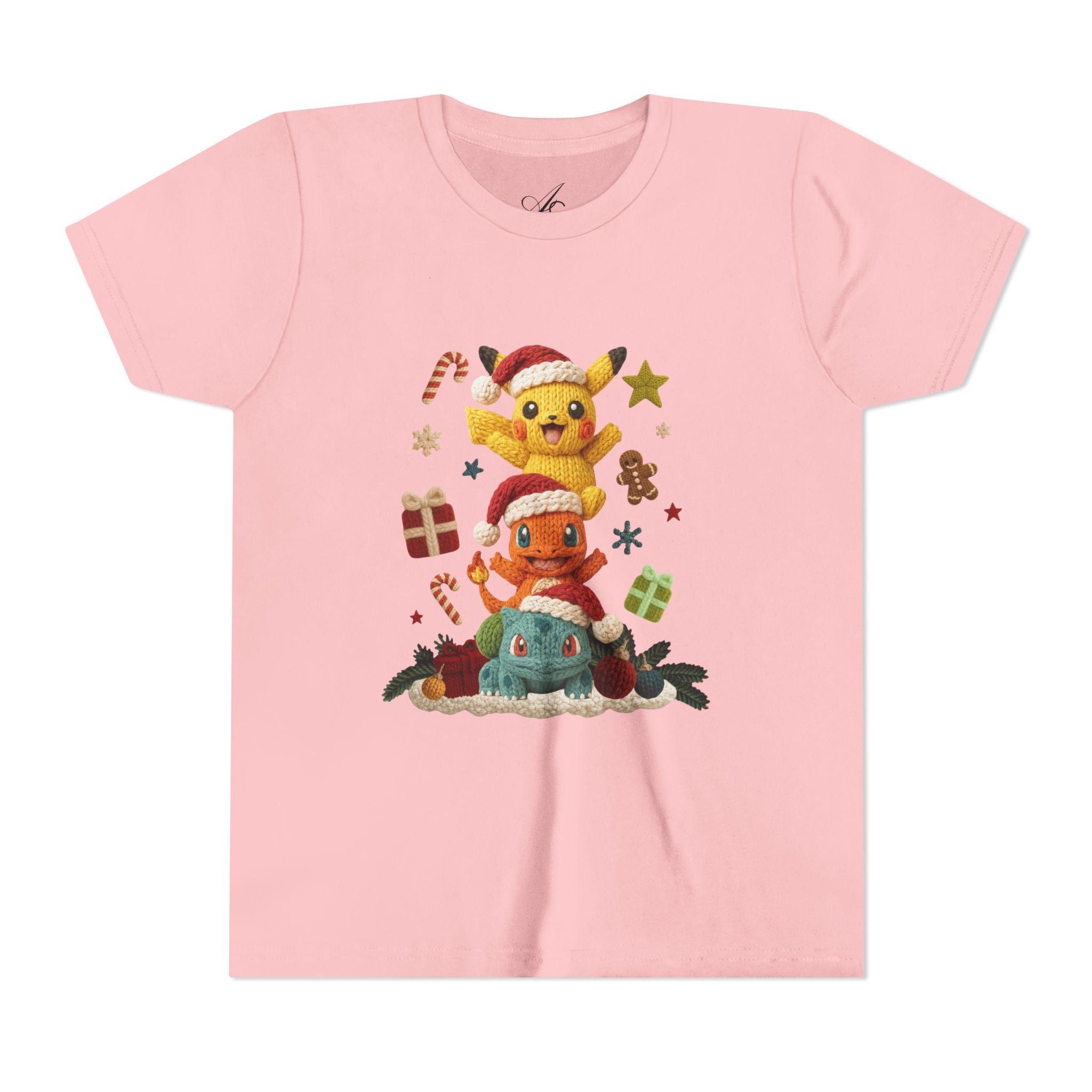 Kids Holiday Tee  Cute Stacked cartoon Characters Christmas Design
