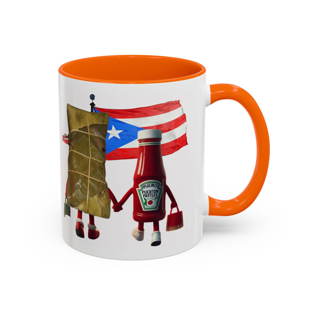 Puerto Rican Flag Ketchup & Pasteles Coffee Mug — Funny Food Friends Accent Mug (11/15oz)