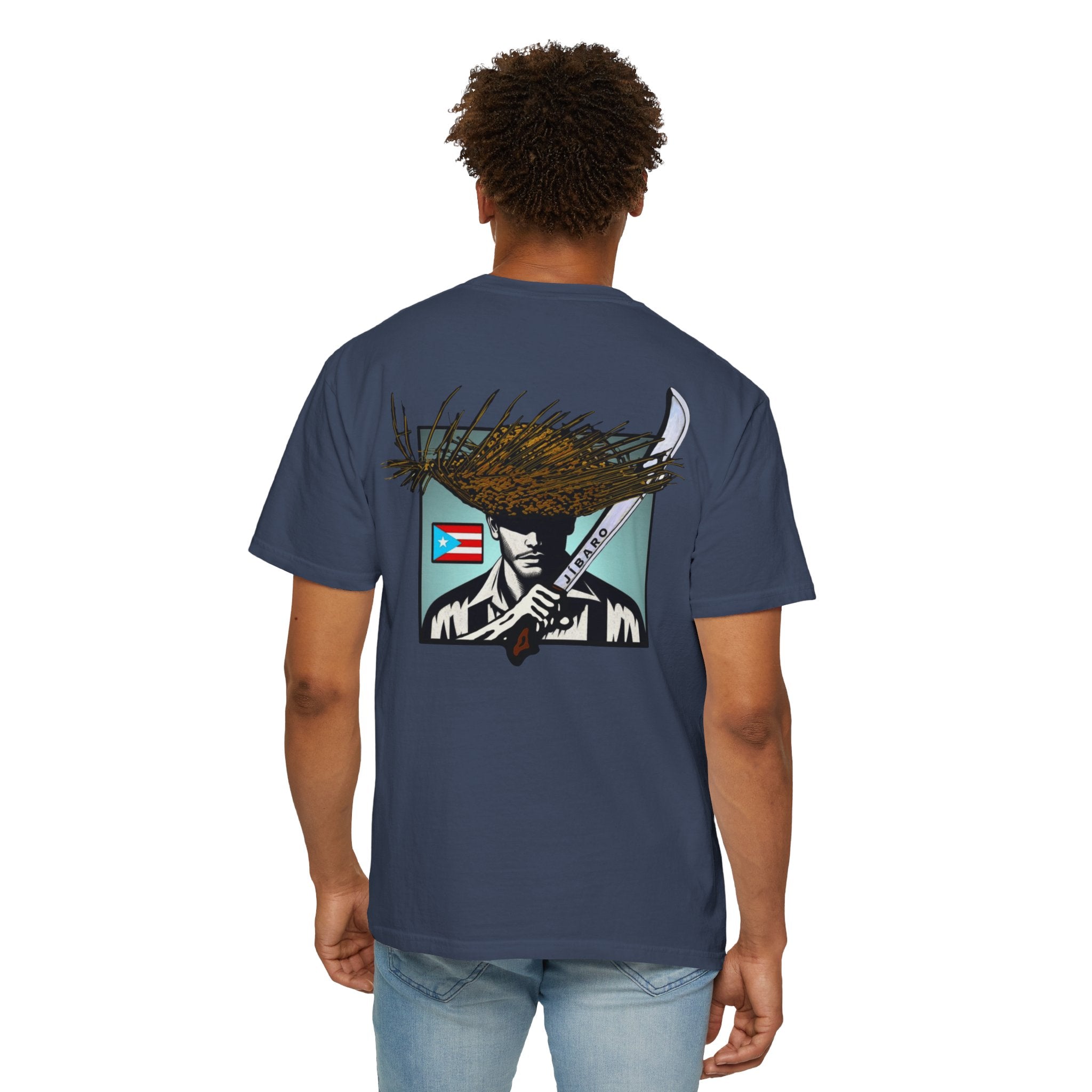 T-Shirt  "Jíbaro" Puerto Rican Heritage Tee (Back Machete  Sombrero de Paja Design) Puerto Rico’s Navidades