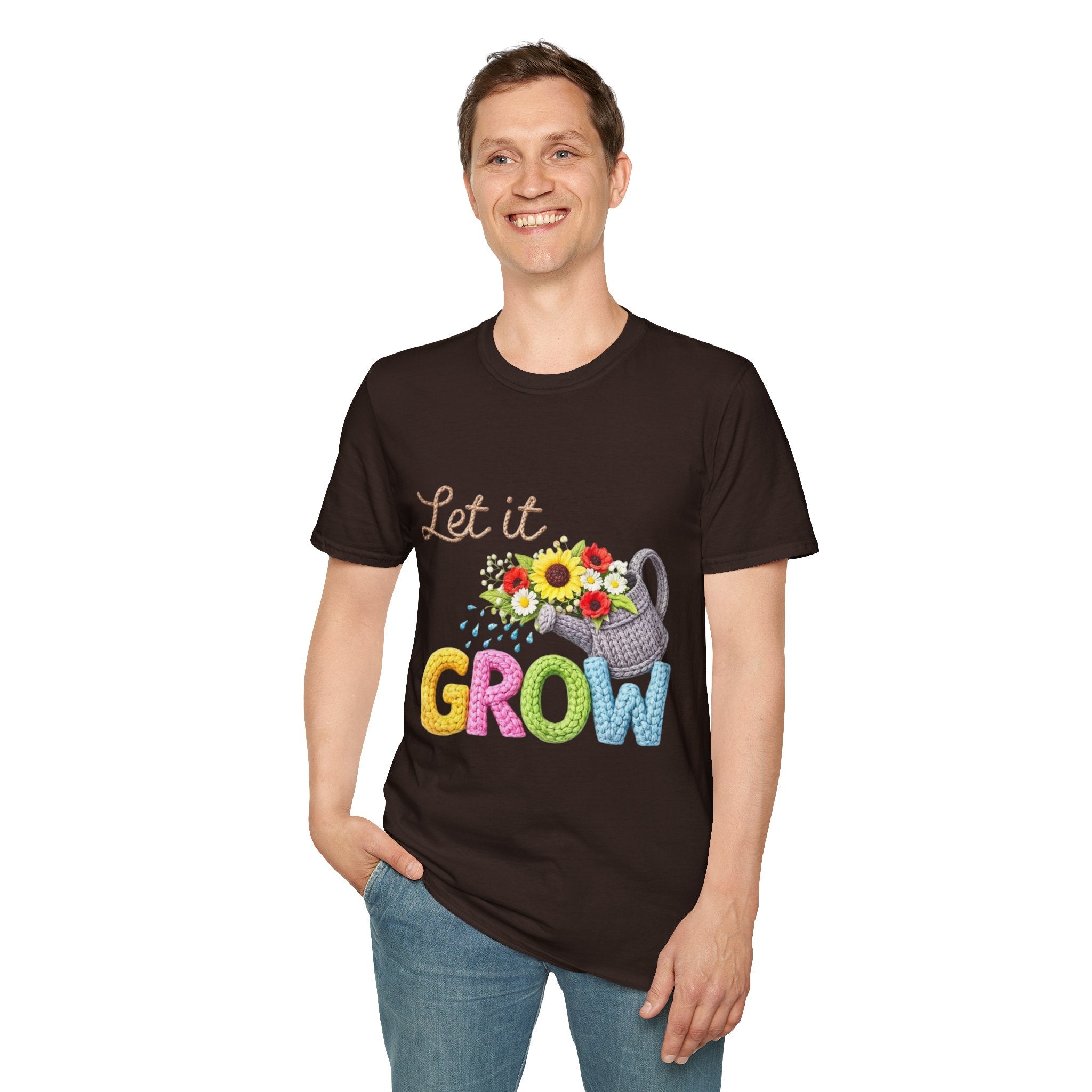 Let It Grow T-Shirt — Floral Watering Can Garden Tee