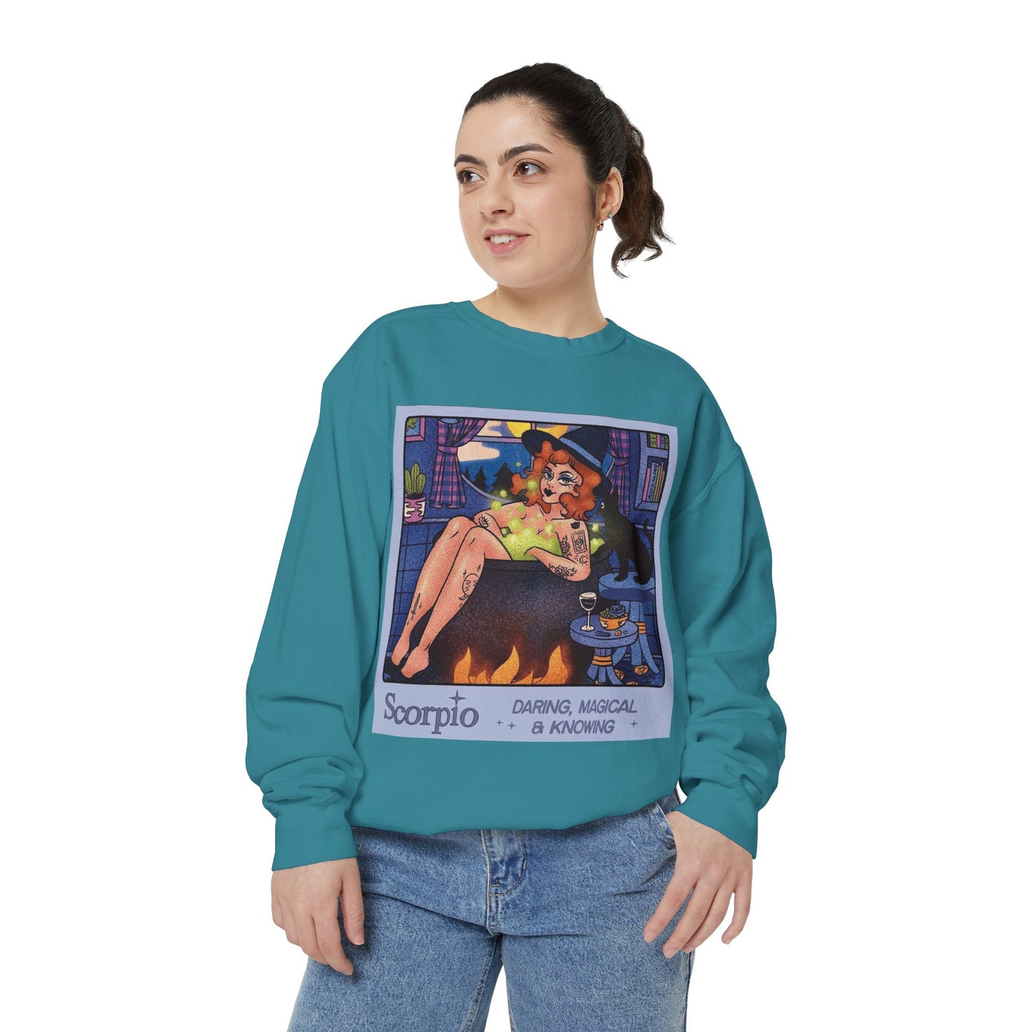 Halloween Sweater Scorpio Sweatshirt | Garment-Dyed Cozy Top, Astrology Gift, Zodiac Apparel, Witchy Fashion, Fall Wardrobe Essential