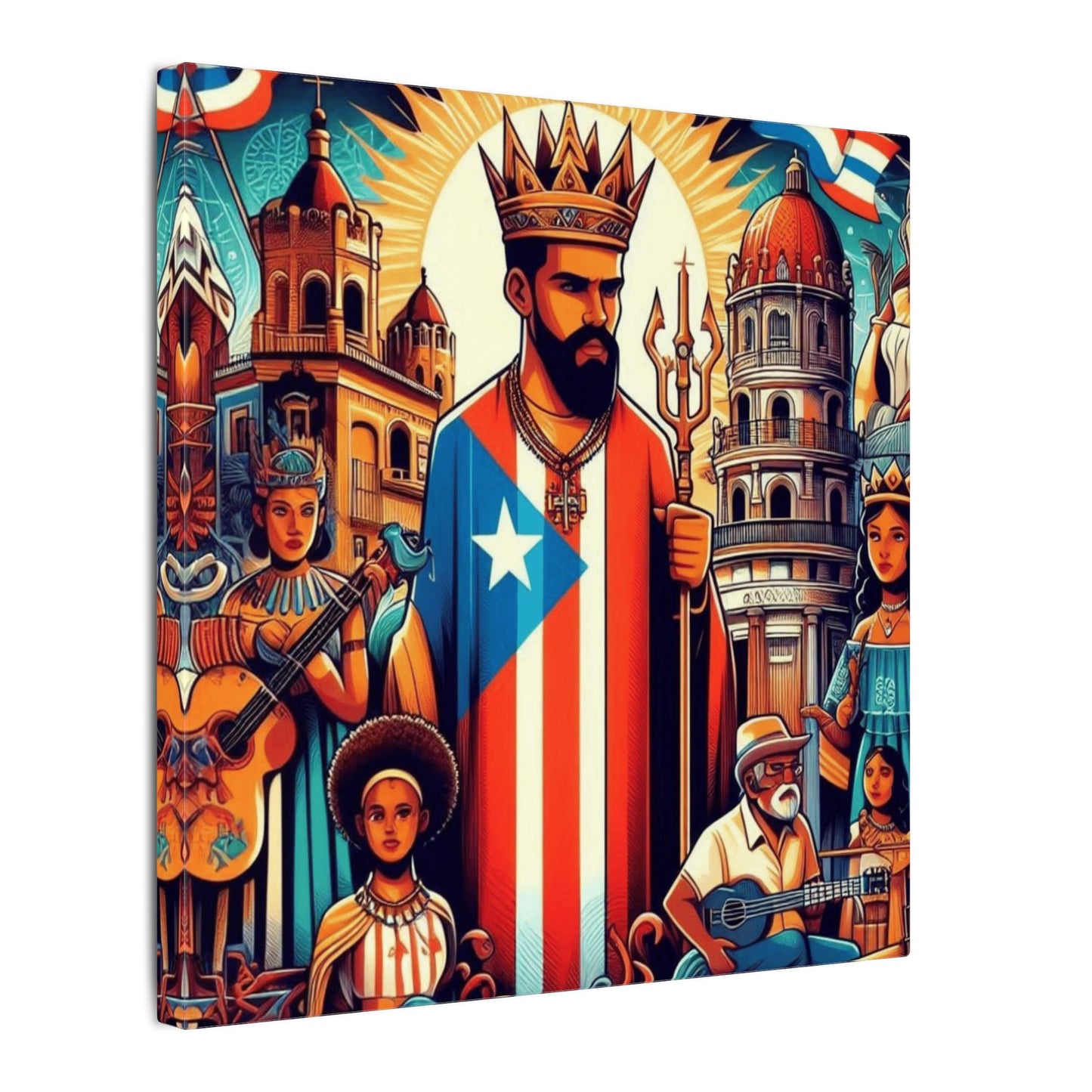 Vibrant Puerto Rican Art Canvas, Cultural Wall Decor, Celebration Decor, Unique Gift, Home Accent, Multi-Size