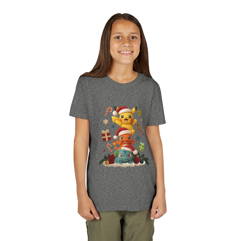 Kids Holiday Tee  Cute Stacked cartoon Characters Christmas Design