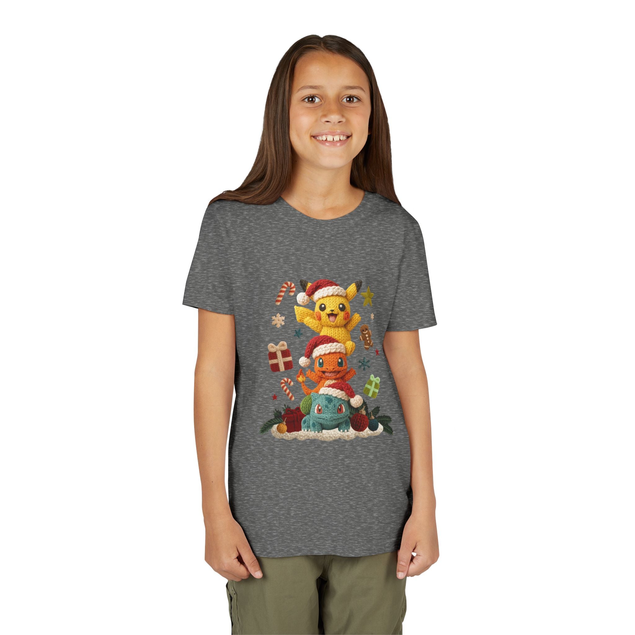 Kids Holiday Tee  Cute Stacked cartoon Characters Christmas Design
