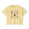 She Is Mom Floral Boxy Tee  Cute Mother’s Day Floral Graphic Shirt