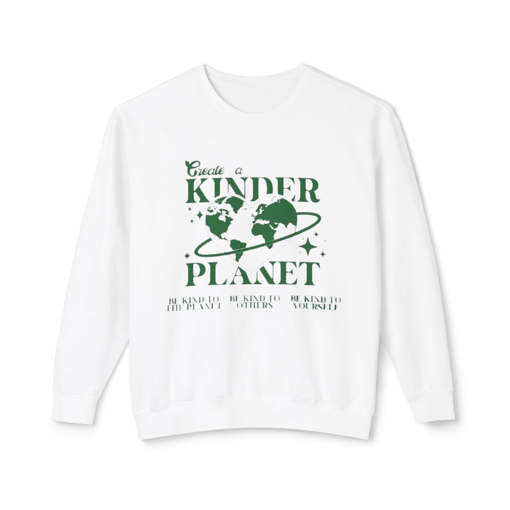 Kinder Planet Crewneck Sweatshirt Eco-Friendly Earth Day Graphic Pullover