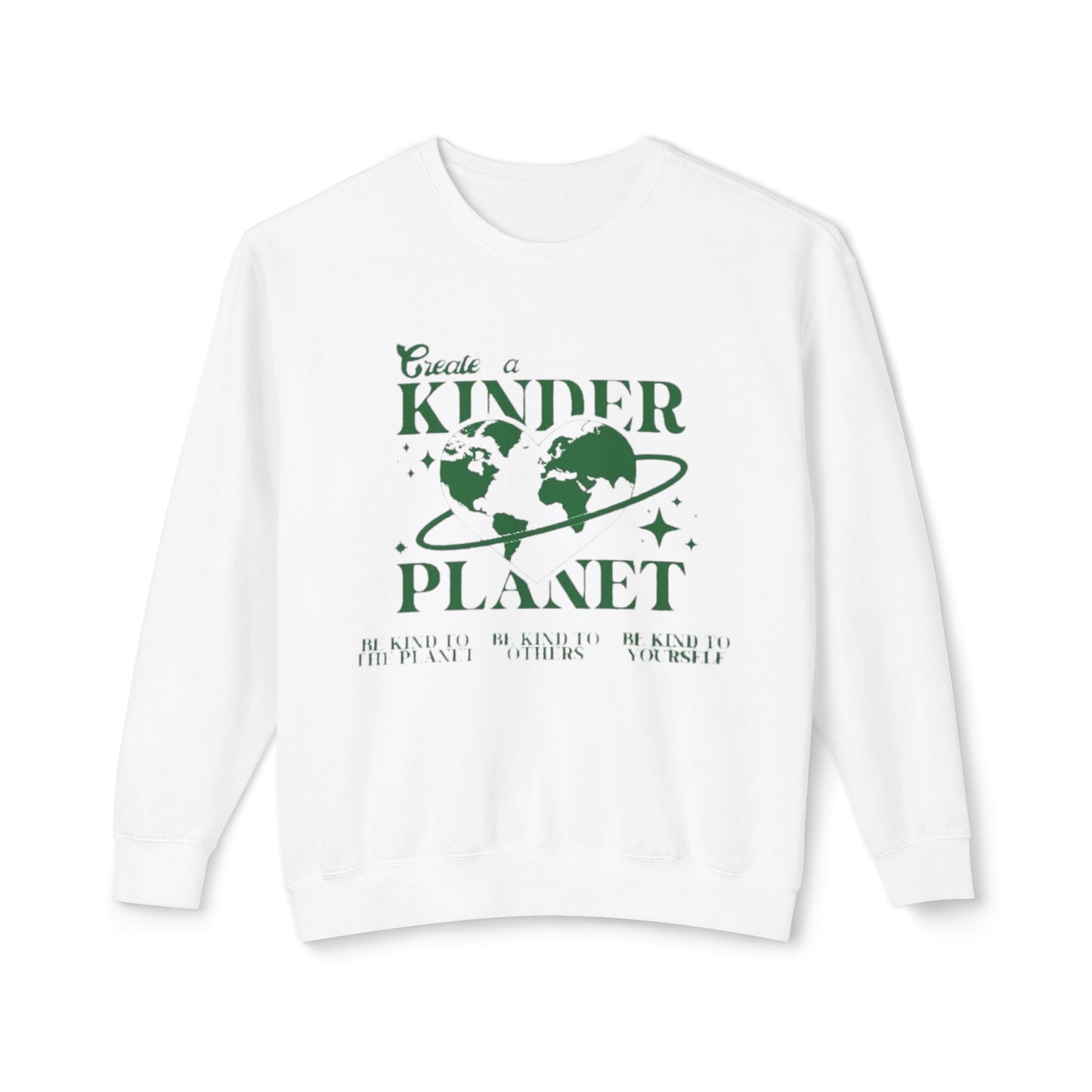 Kinder Planet Crewneck Sweatshirt Eco-Friendly Earth Day Graphic Pullover
