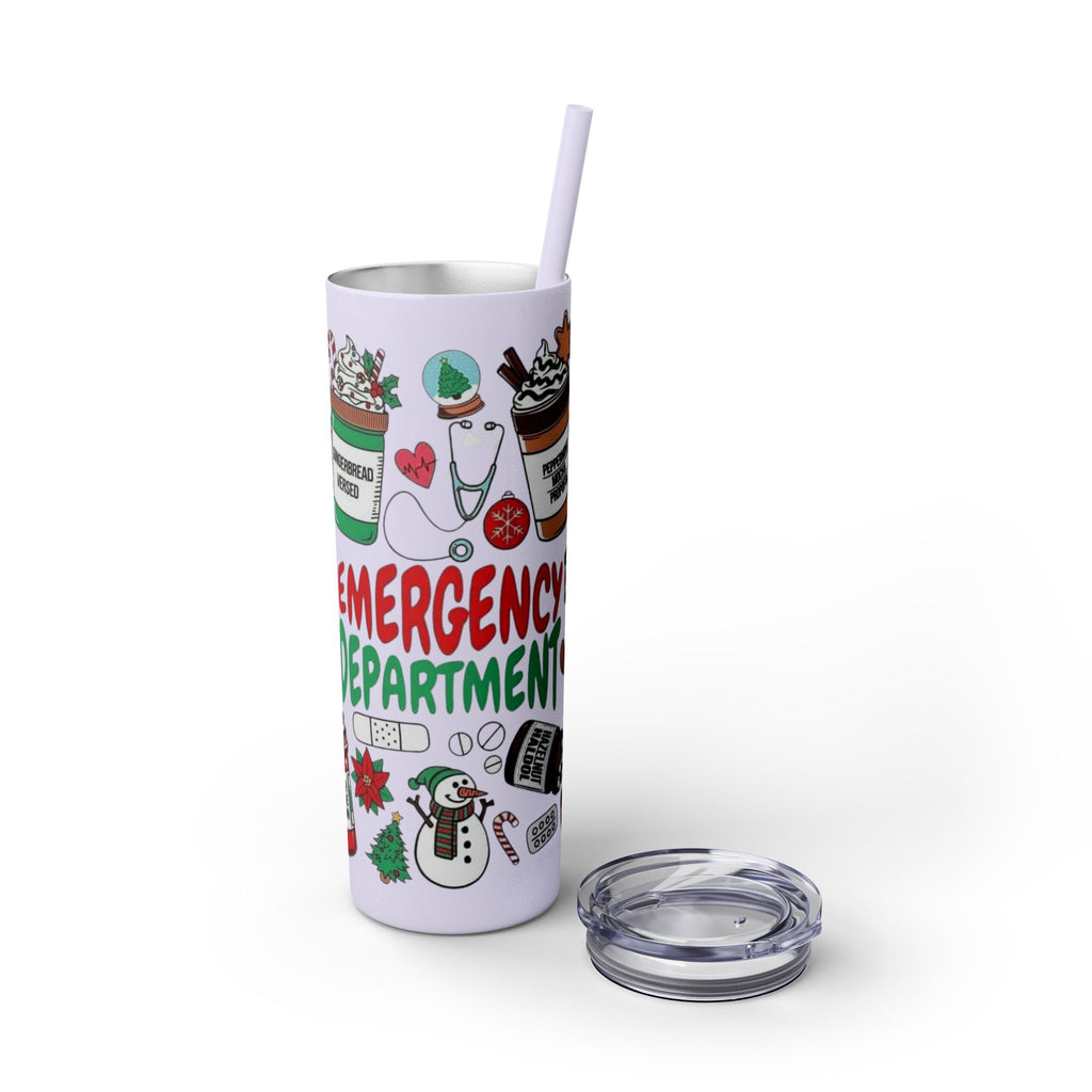Emergency Department Nurse Christmas Skinny Tumbler - 20oz Holiday Medical Travel Cup with Straw Medical Christmas Mug