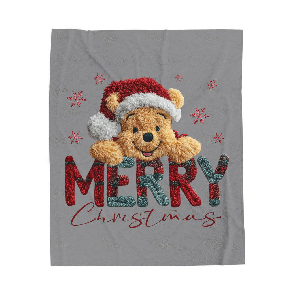 Magical Christmas Cartoon Blanket Merry Christmas Teddy Plush Blanket Soft Velveteen Holiday Throw