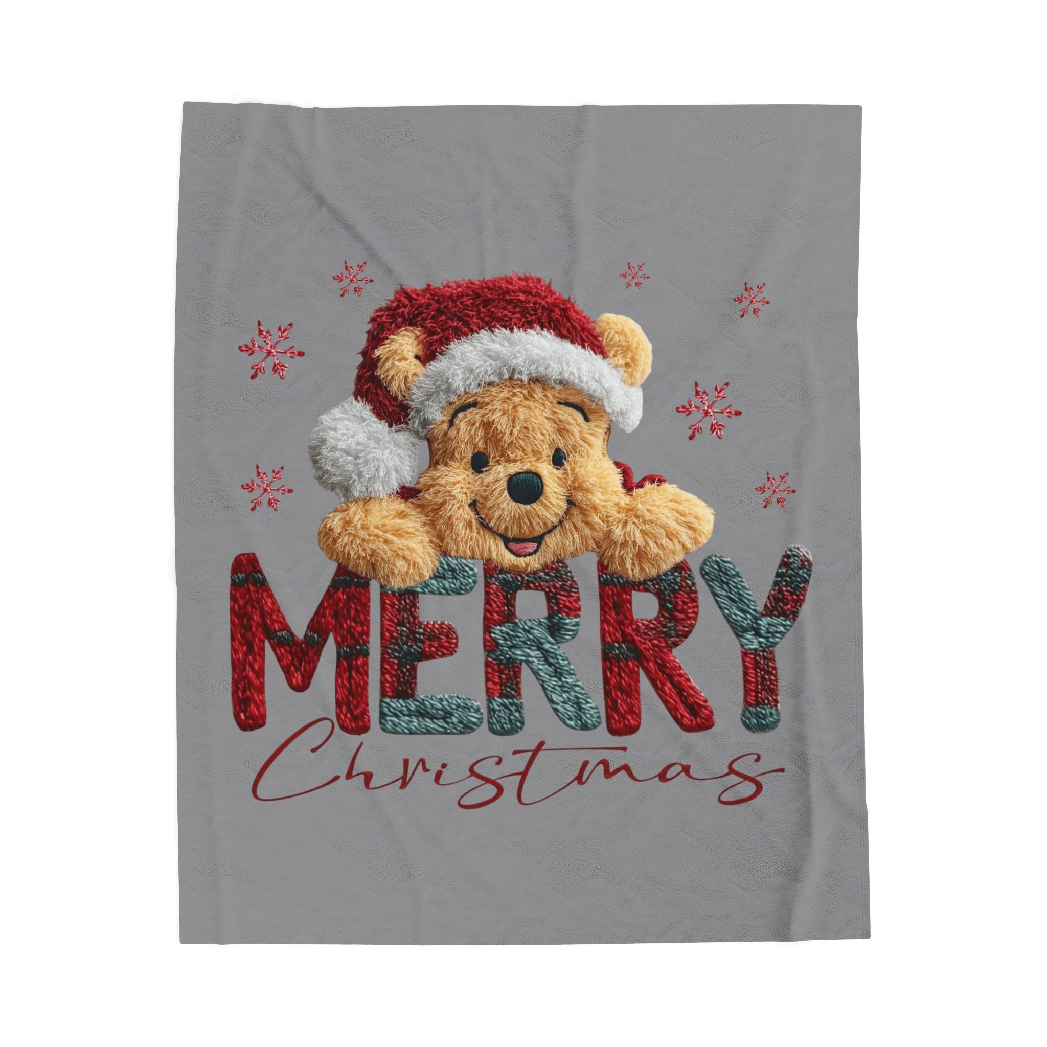 Magical Christmas Cartoon Blanket Merry Christmas Teddy Plush Blanket Soft Velveteen Holiday Throw