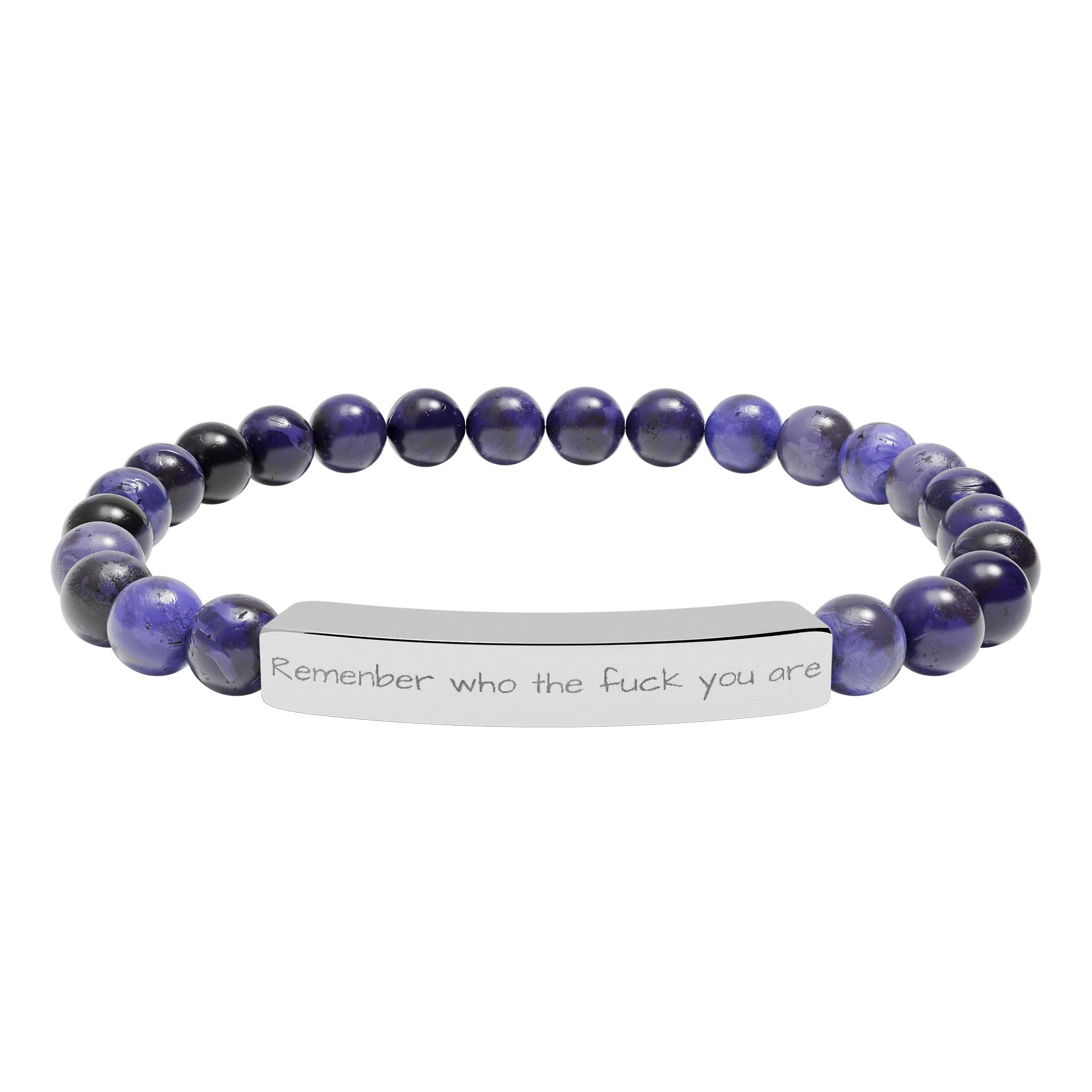 Remenber who you are Engraved Natural Stone Stretch Bracelet – Personalized Bar Bead Bracelet