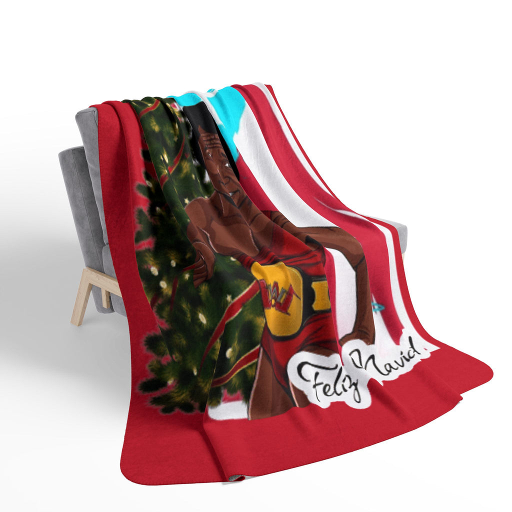 Carlitos Colon Feliz Navidad Puerto Rican Boxing Holiday Sherpa Blanket