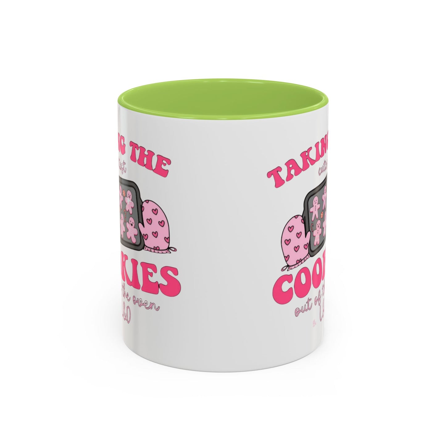 Accent Coffee Mug — "Taking the Cookies" Cute Pink Baking Design Coffee Cup for Fun Celebrations