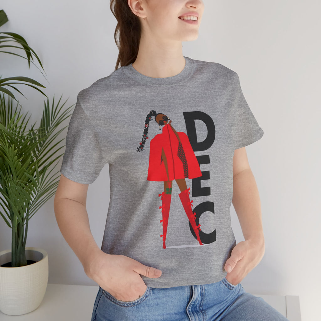 December Fashion Tee  Red Coat Model Graphic Shirt