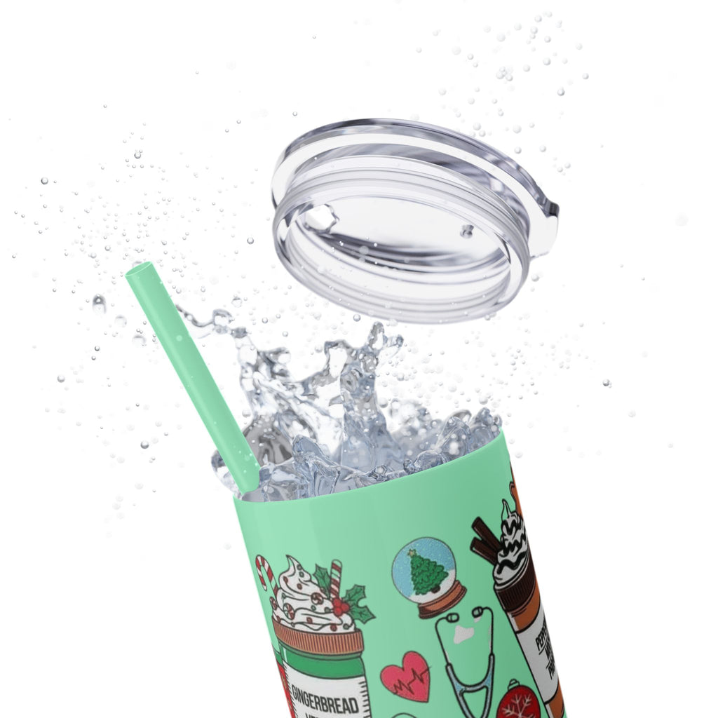 Emergency Department Nurse Christmas Skinny Tumbler - 20oz Holiday Medical Travel Cup with Straw Medical Christmas Mug