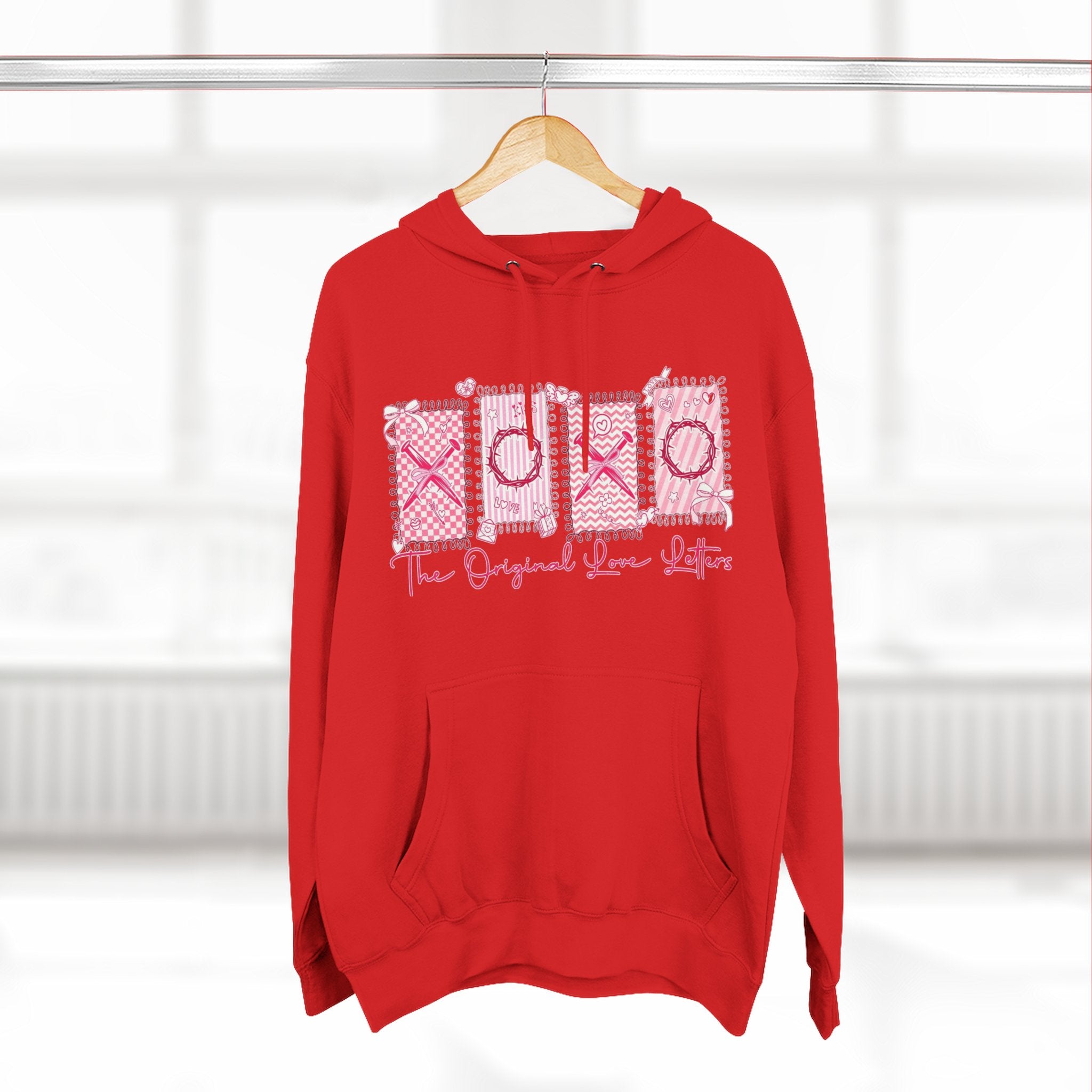 Hoodie  Pink XOXO Three Panel Love Letters Fleece Hoodie