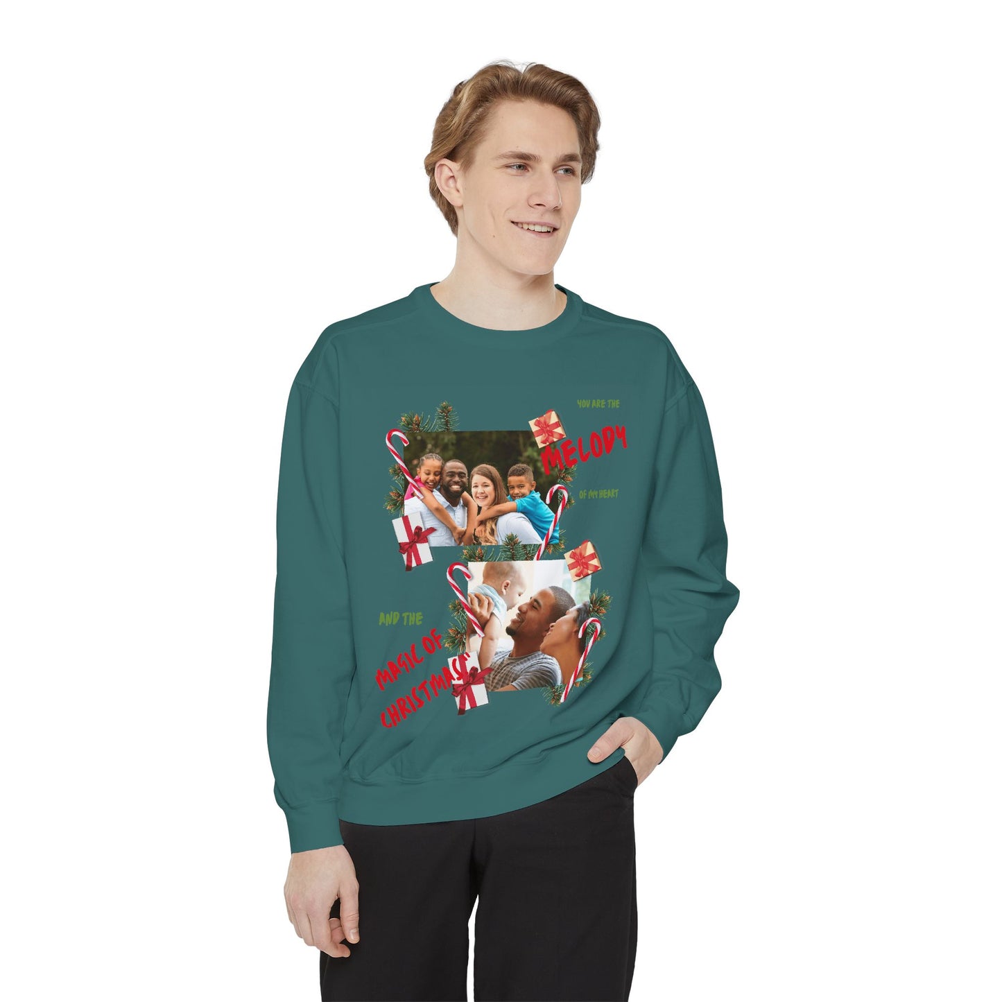 Personalized Christmas Photo Sweatshirt – “You Are the Melody” Holiday Crewneck