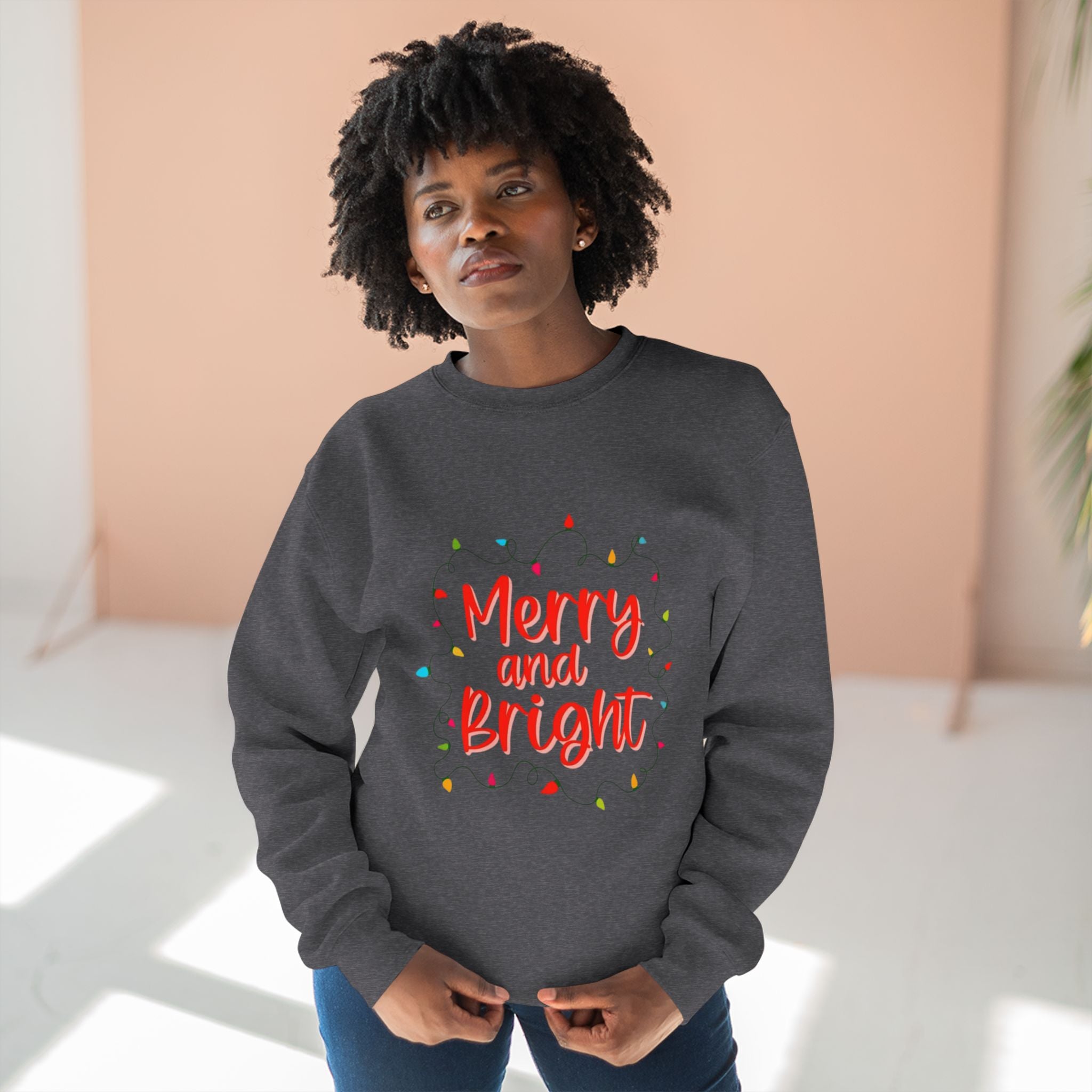 Christmas T-Shirts & Sweatshirts | Holiday Graphic Tees & Cozy Festive Wear Merry and Bright Crewneck Sweatshirt