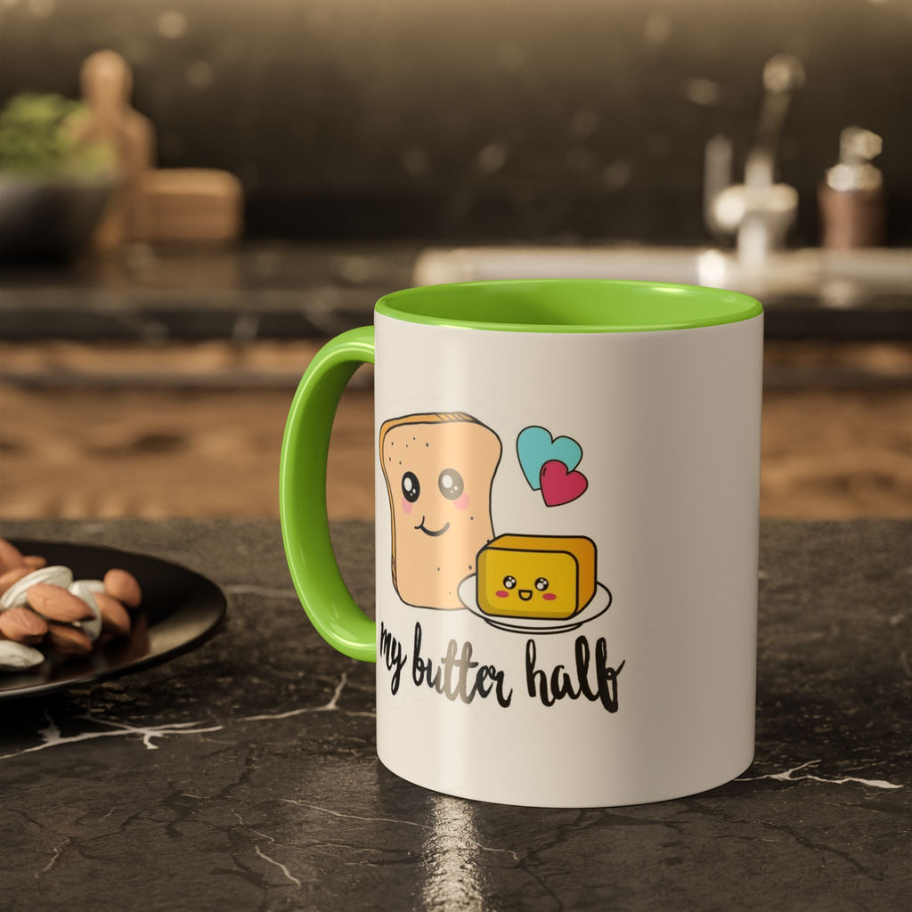 Motivational & Funny Quote Mugs Uplifting Coffee Cup Gifts Cute Foodie Relationship Mug My Butter Half Design, Colorful 11oz & 15oz