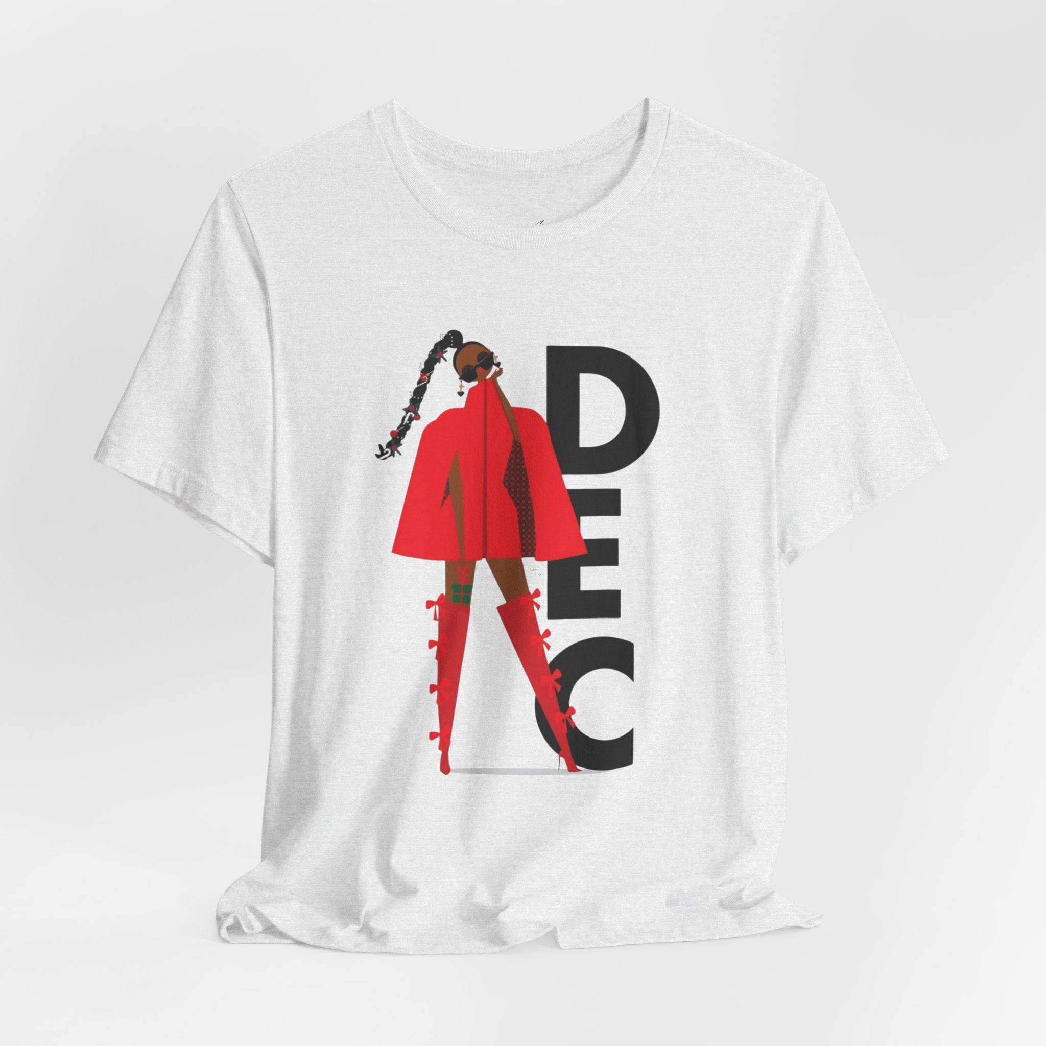 December Fashion Tee  Red Coat Model Graphic Shirt