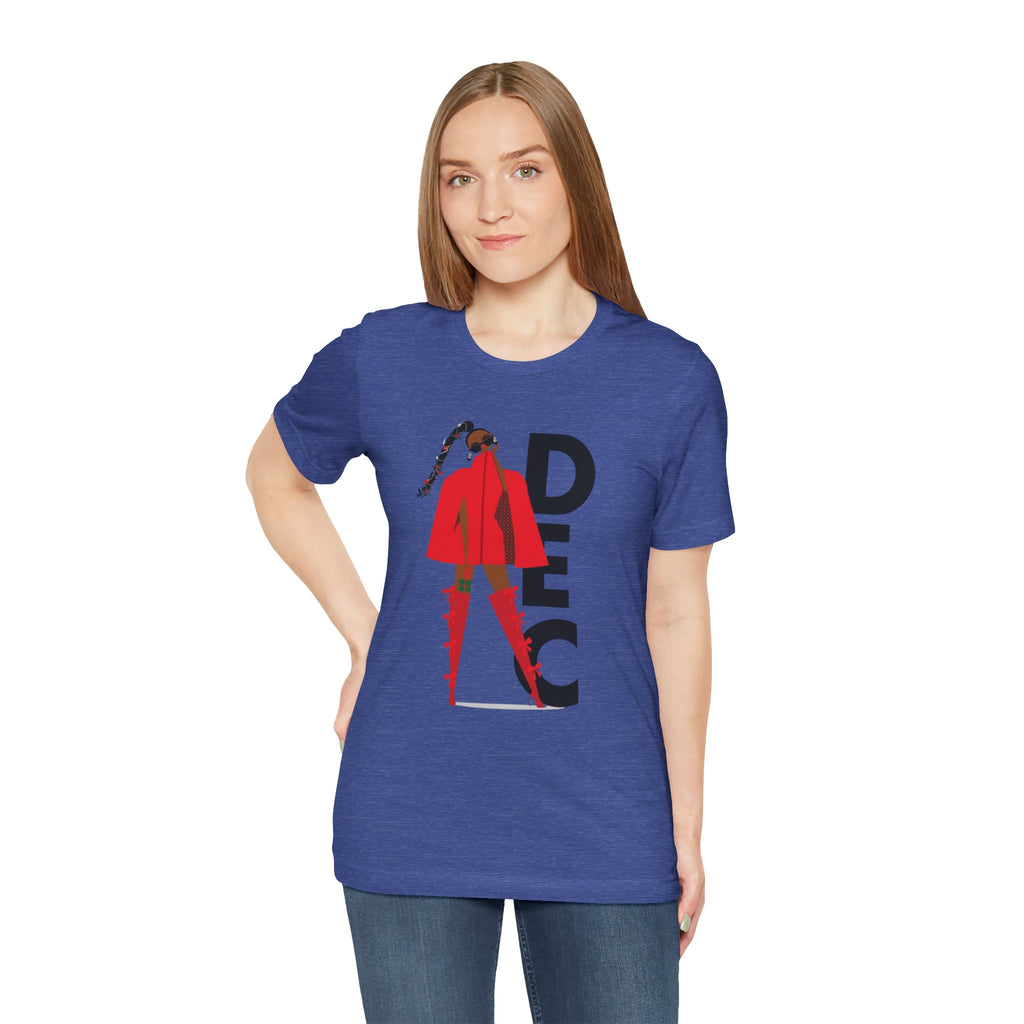 December Fashion Tee  Red Coat Model Graphic Shirt