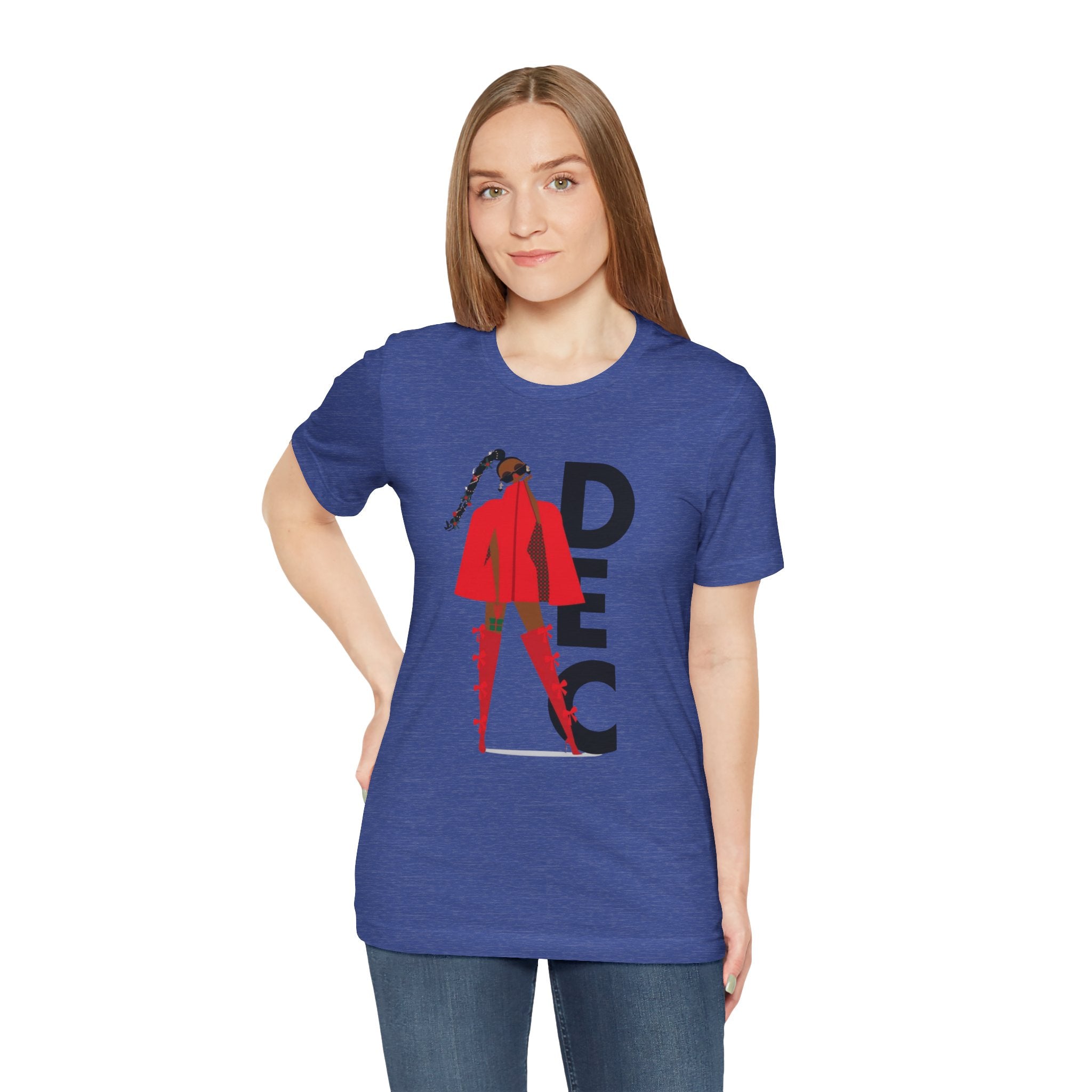 December Fashion Tee  Red Coat Model Graphic Shirt