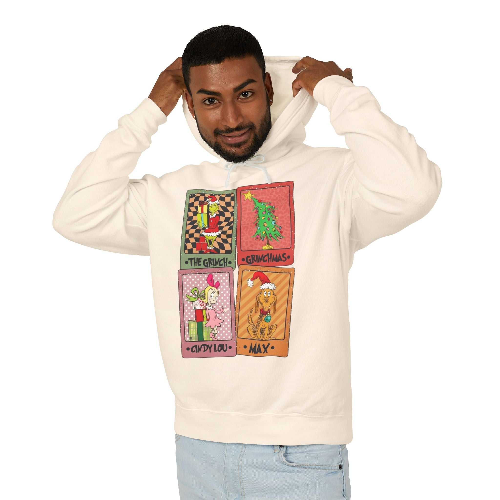 Grinchy Holiday Hoodie  'The Grinch' Christmas Cards Vintage Patch Pullover Cartoon Christmas T-shirts and Sweaters