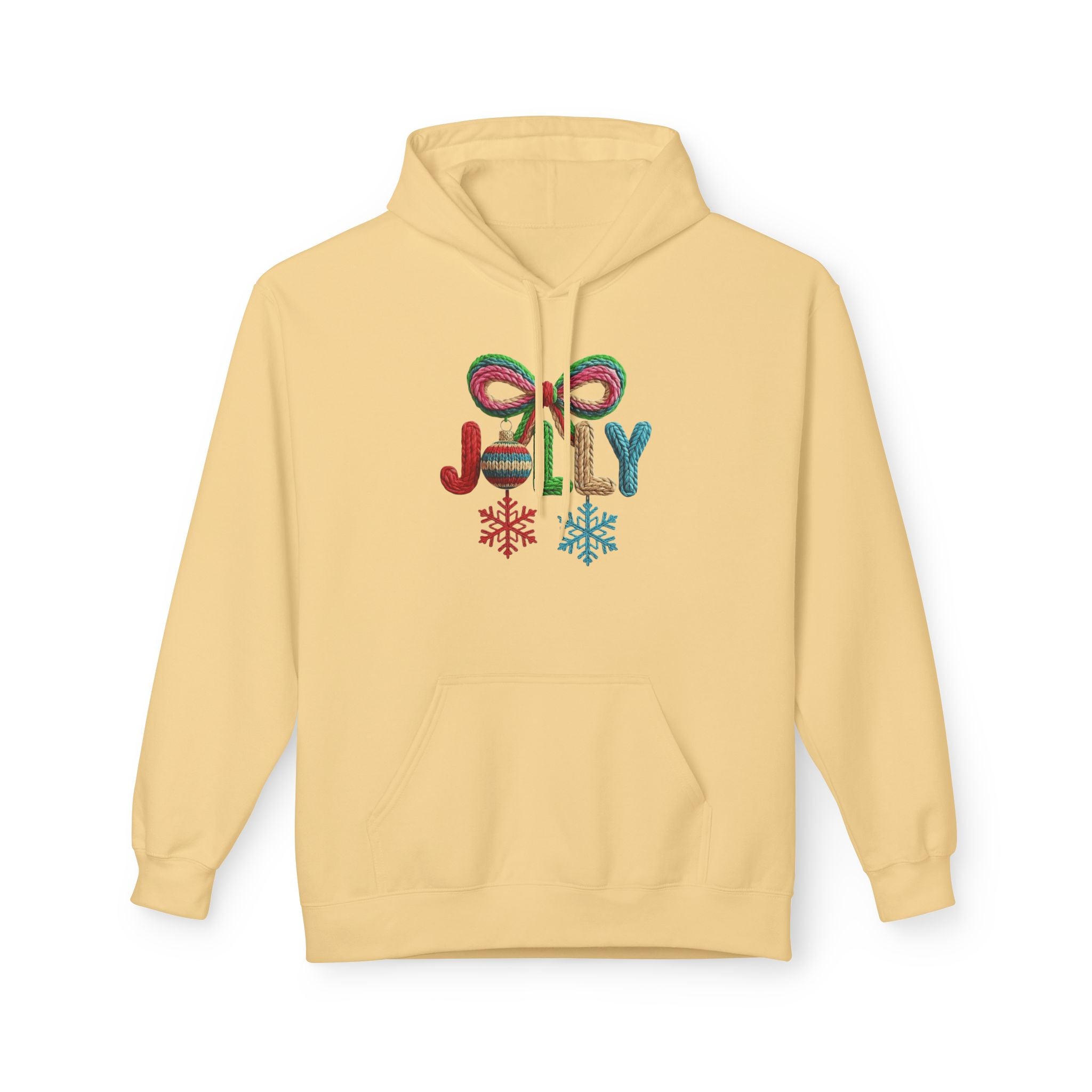 Jolly Candy Cane Holiday Hoodie — "JOLLY" Festive Sweatshirt