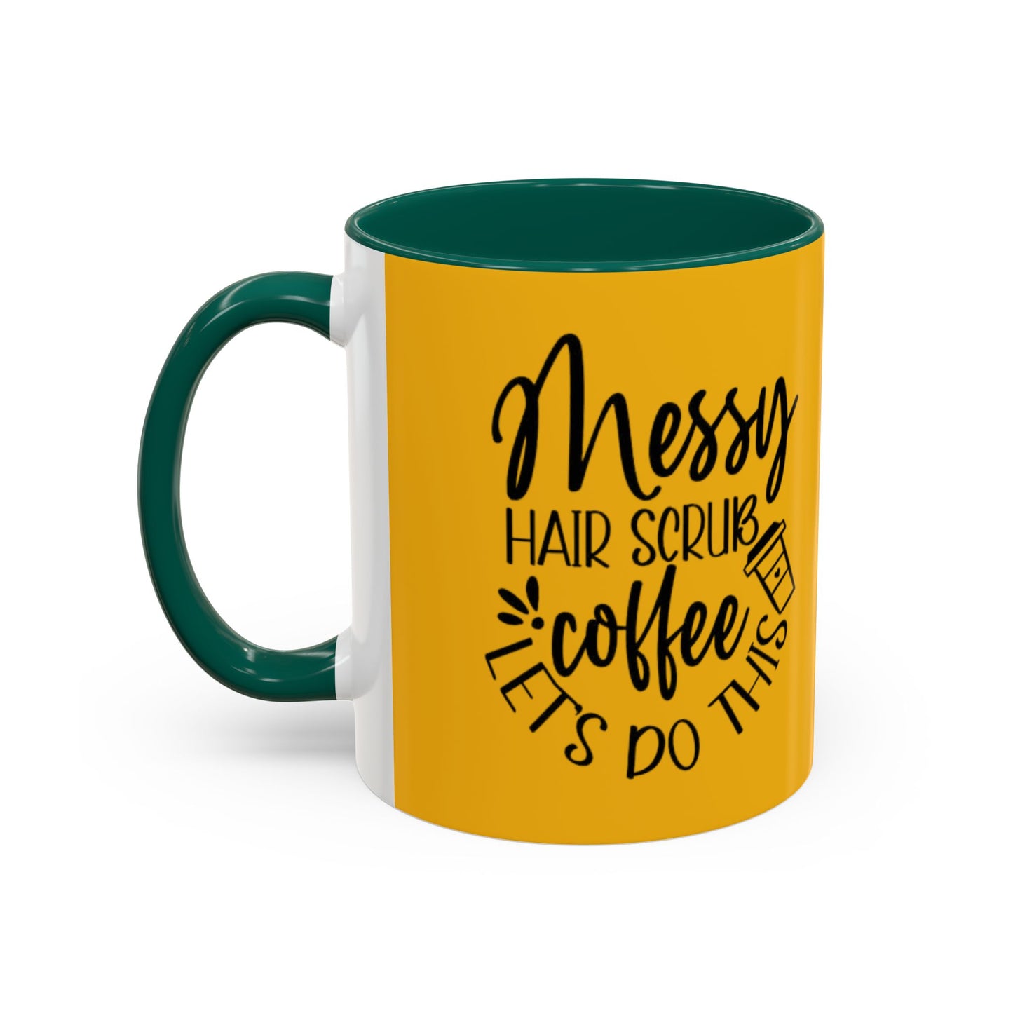 Holiday Coffee Cups with Festive Quotes & Designs Messy Hair Coffee Mug - Fun Yellow Ceramic Cup for Coffee Lovers