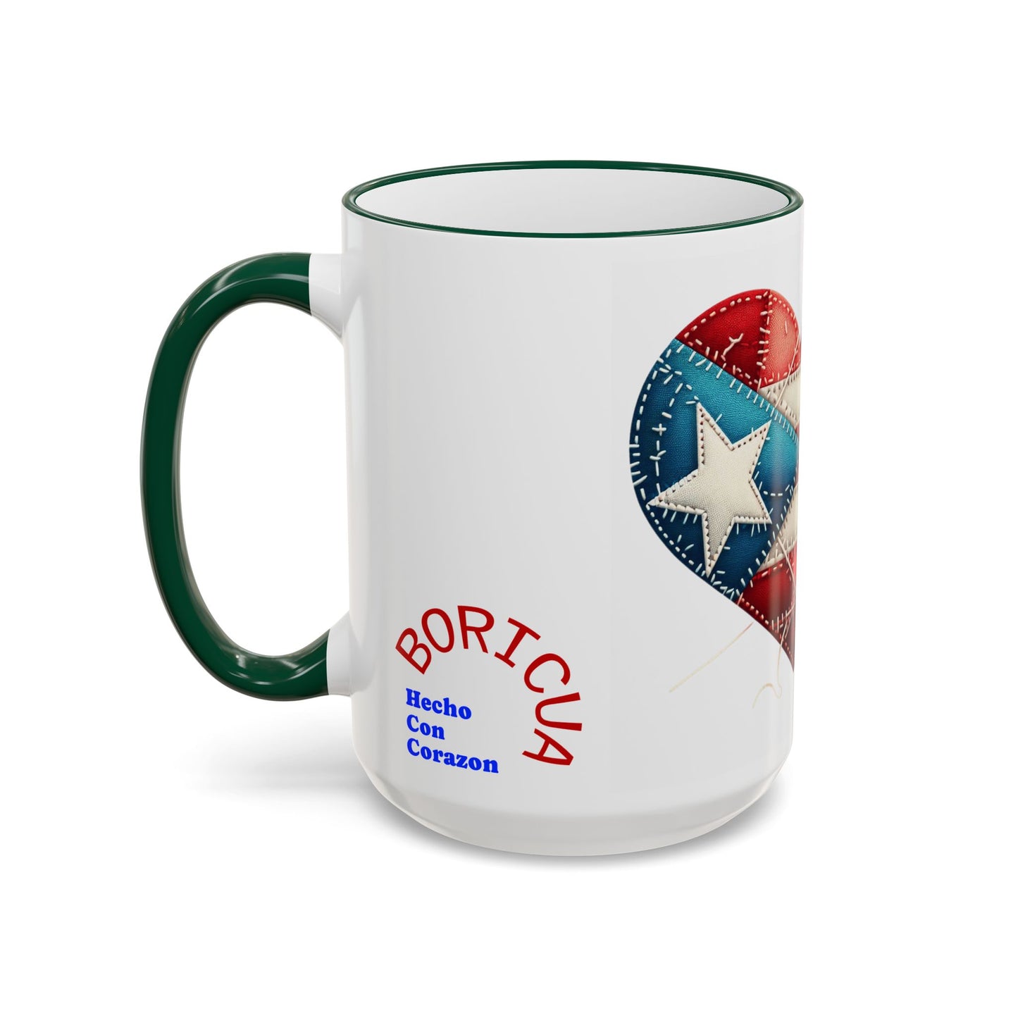 Puerto Rico Flag Heart Accent Rim Mug — Patriotic Coffee Cup (11oz/15oz)