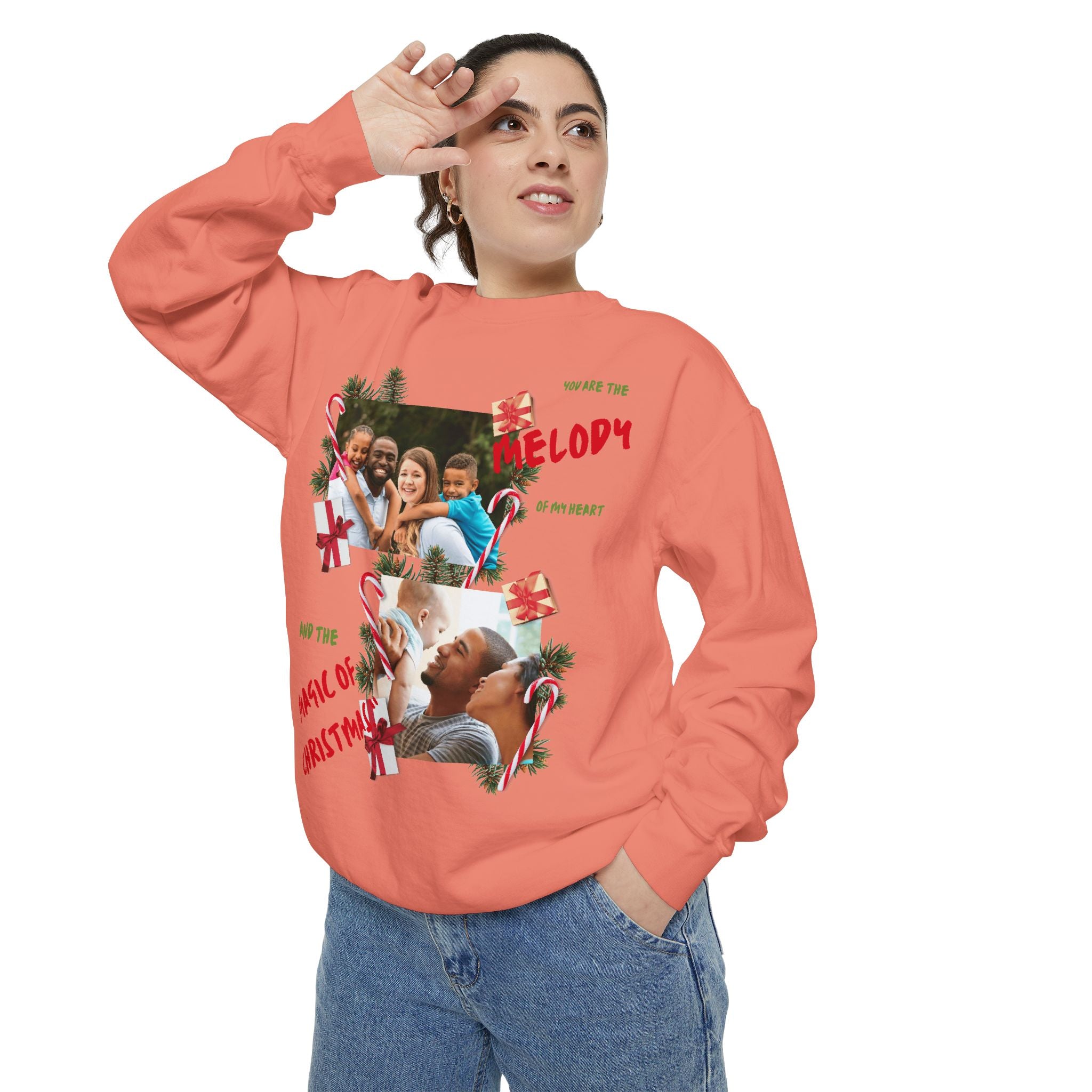 Personalized Christmas Photo Sweatshirt – “You Are the Melody” Holiday Crewneck