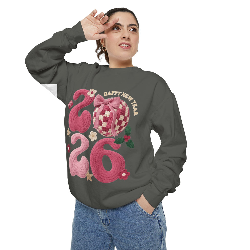 Happy New Year 2026 Sweater  Pink Festive Graphic Sweatshirt