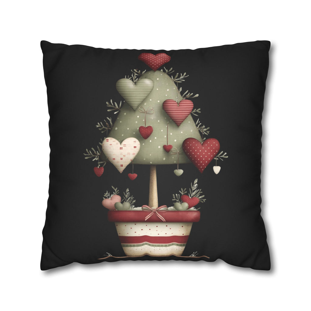 Valentine Heart Topiary Faux Suede Pillowcase CHRISTMAS PILLOW DÉCOR