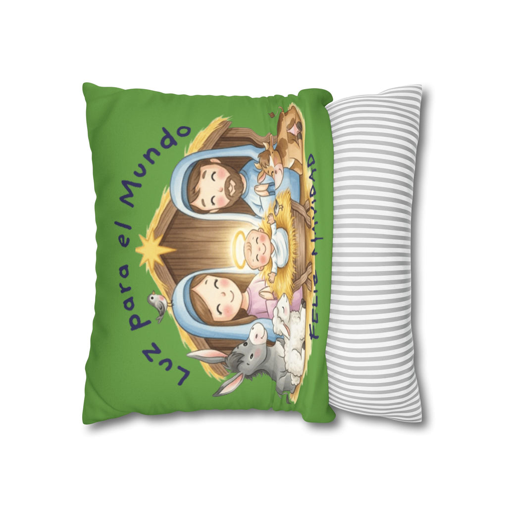 Nativity Pillowcase - "Luz para el Mundo" Feliz Navidad Christmas Throw Cover Puerto Rico Culture Pillow