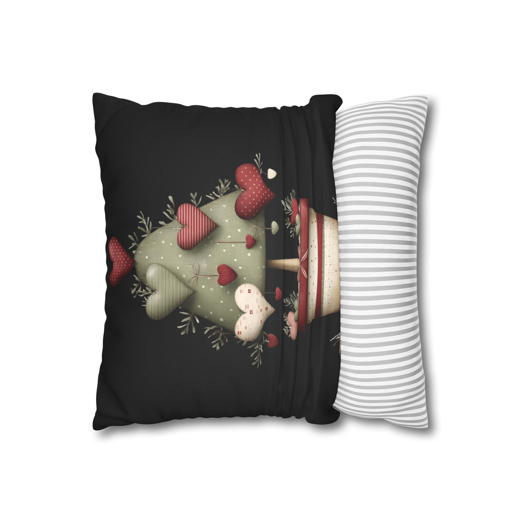 Valentine Heart Topiary Faux Suede Pillowcase CHRISTMAS PILLOW DÉCOR