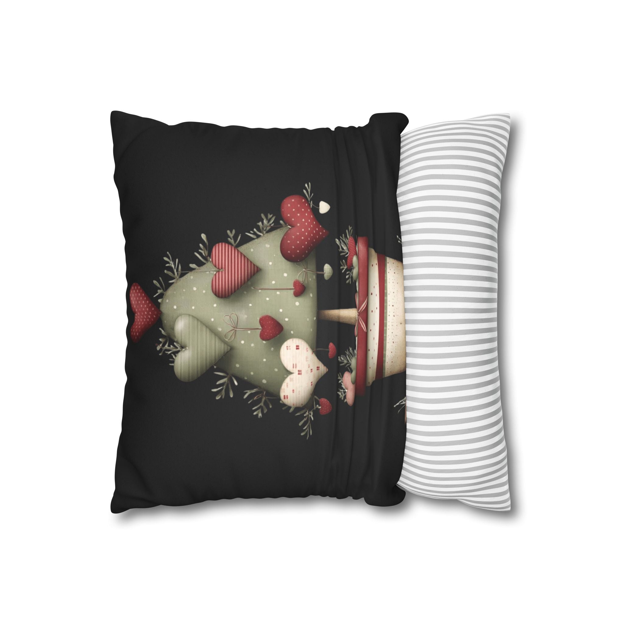 Valentine Heart Topiary Faux Suede Pillowcase CHRISTMAS PILLOW DÉCOR