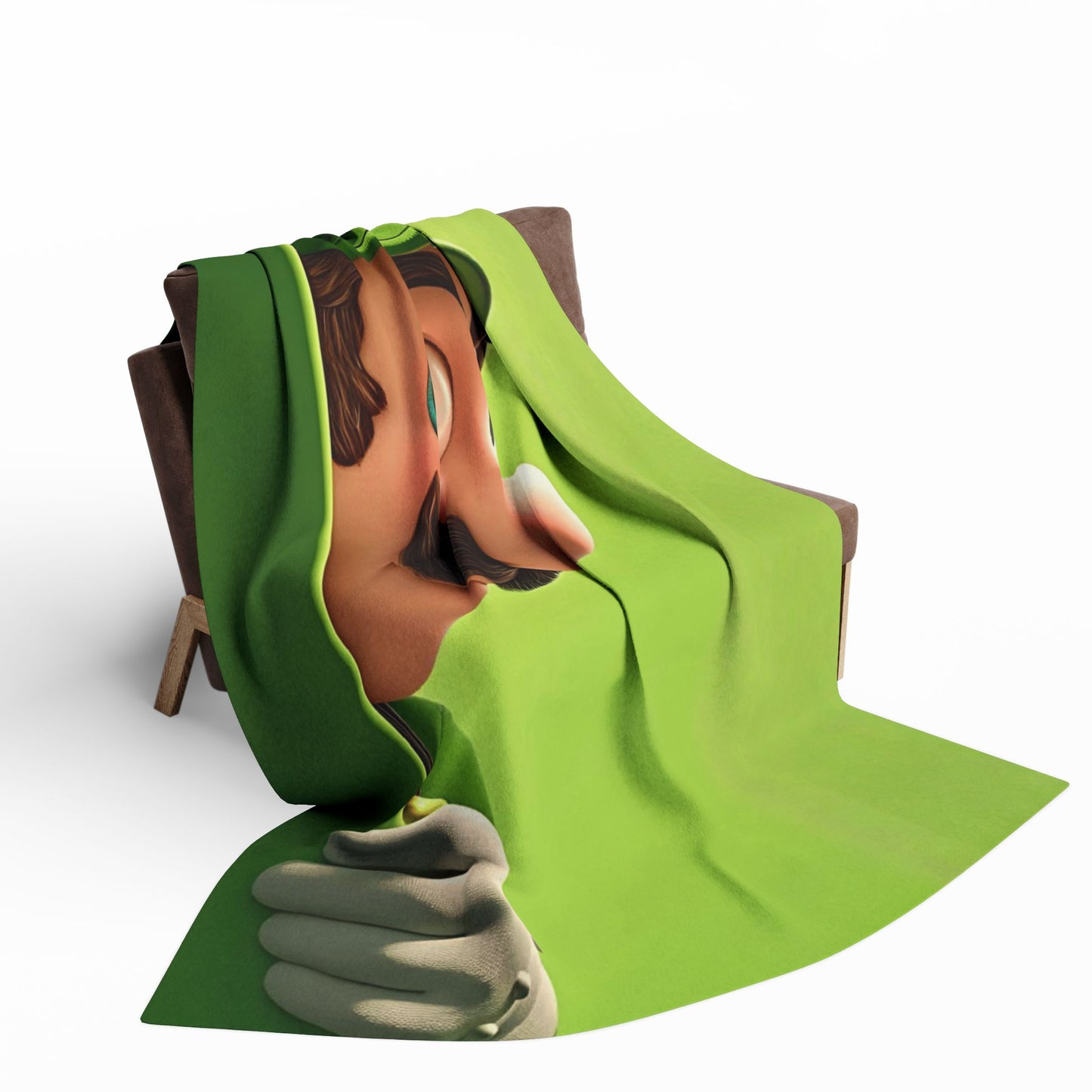Luigi Peek Fleece Blanket – Green Video Game Character Throw
