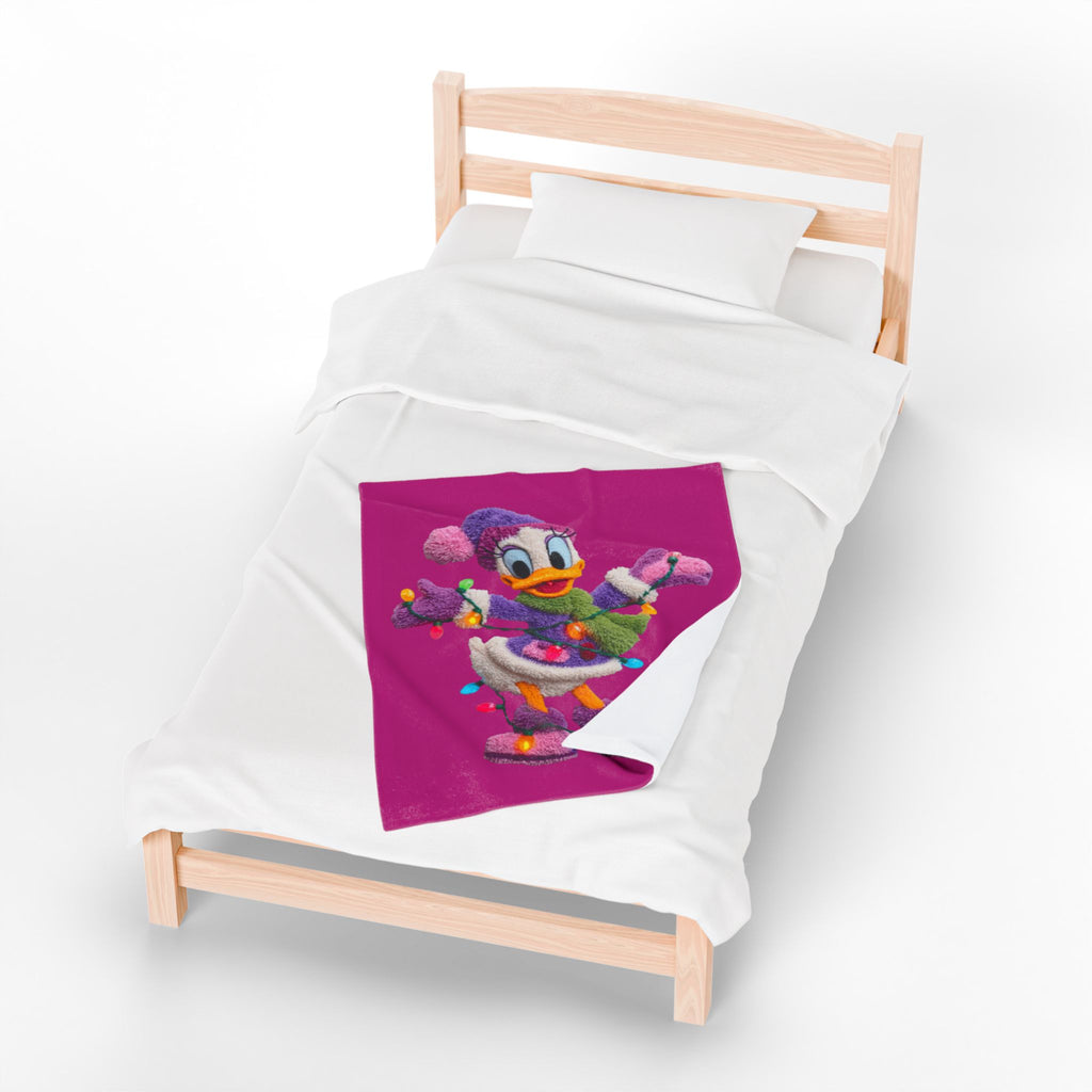 Daisy Duck Holiday Velveteen Plush Blanket — Cozy Christmas Lights Throw for Kids & Fans