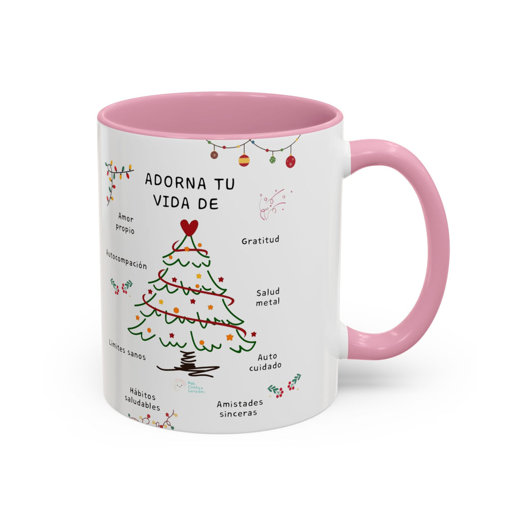 Mug — 'Adorna Tu Vida' Christmas Tree Spanish Holiday Coffee Mug (11oz/15oz)