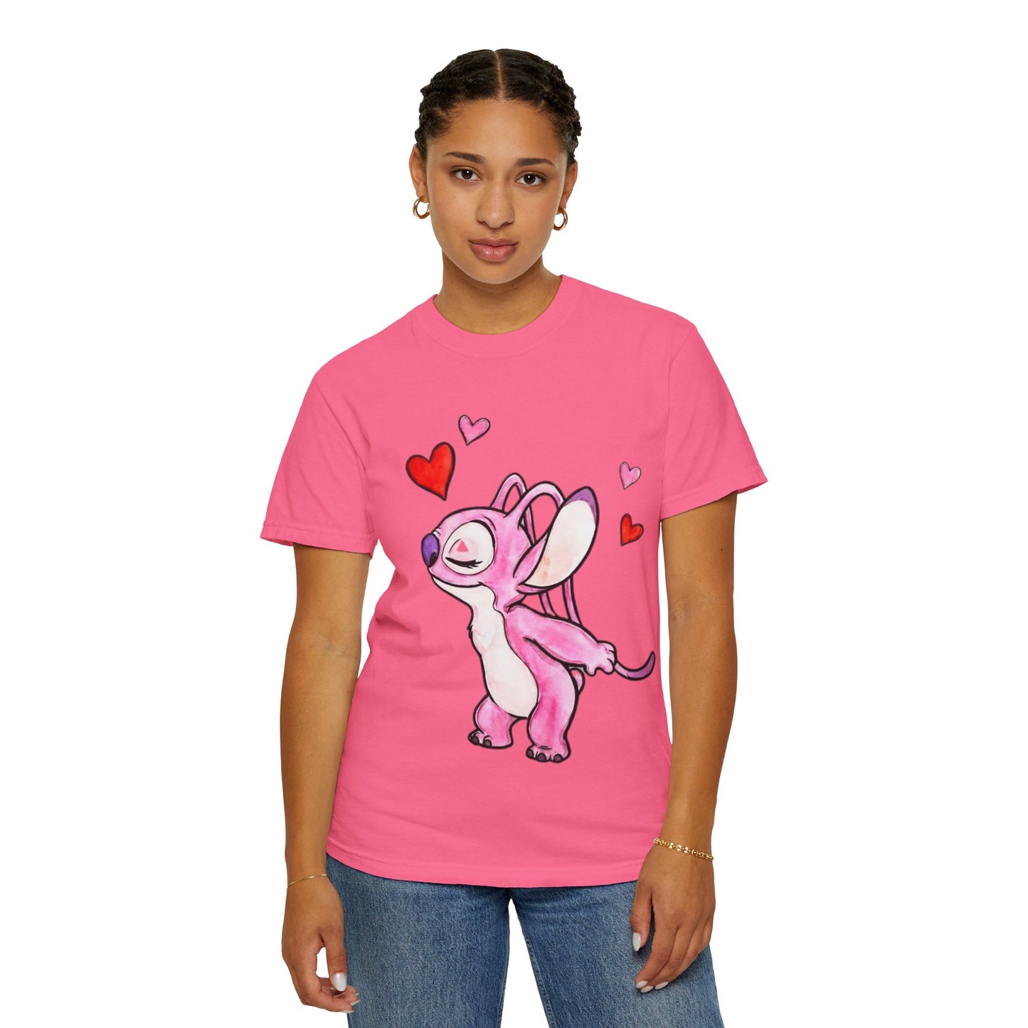 T-Shirt — Cute Pink Cartoon Creature with Hearts | Valentine’s Gift Tee