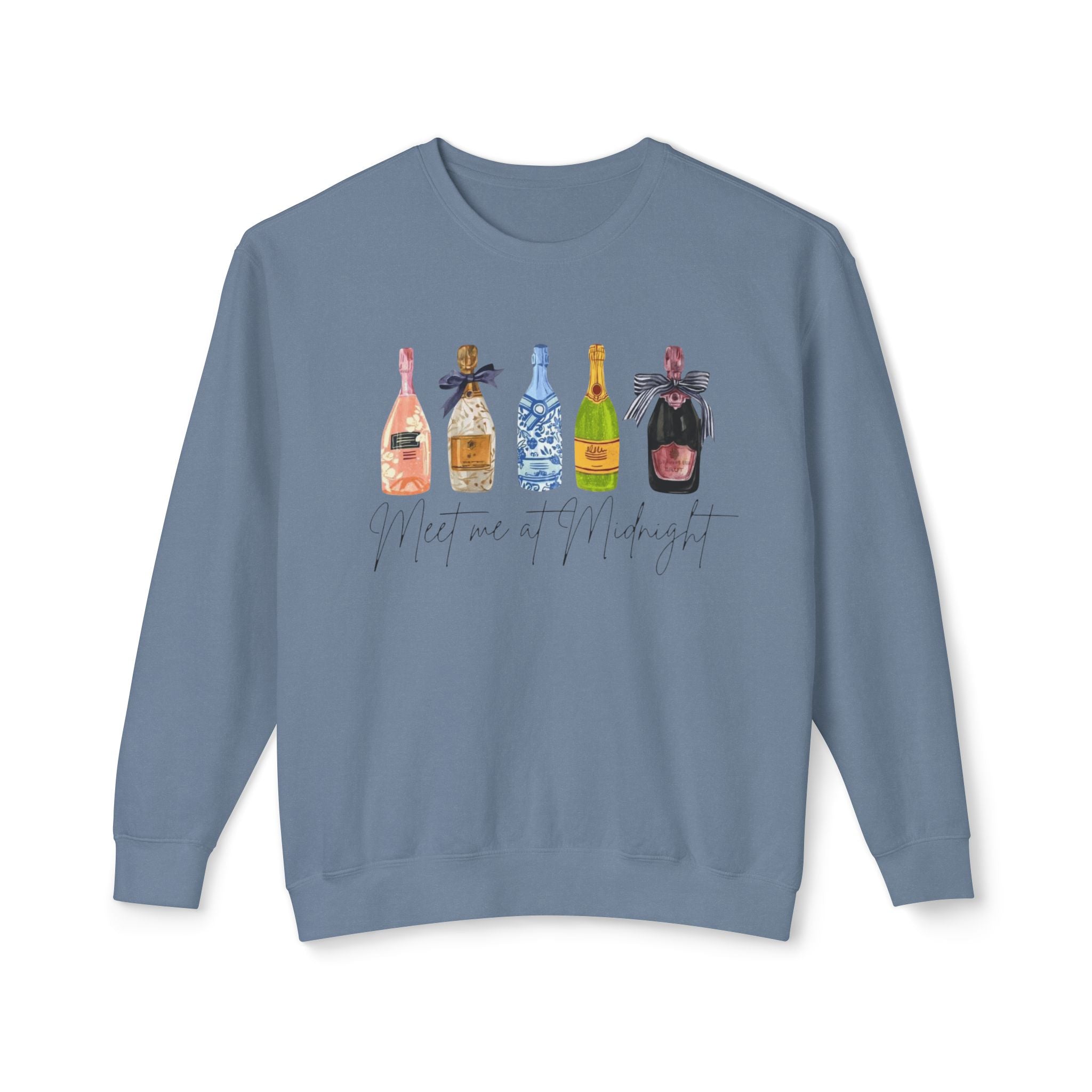 Champagne Bottles Crewneck Sweatshirt  Celebratory Bubbly Graphic
